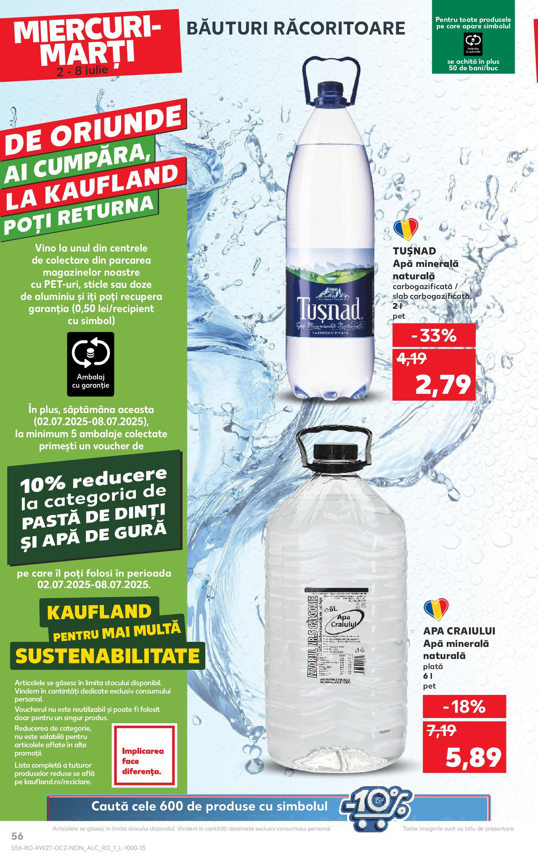 Catalog Kaufland 2 - 7 Iulie 2025 | Pagina 56 | Produse: Yazı tahtası kalemi, Pastă de dinți, Apă