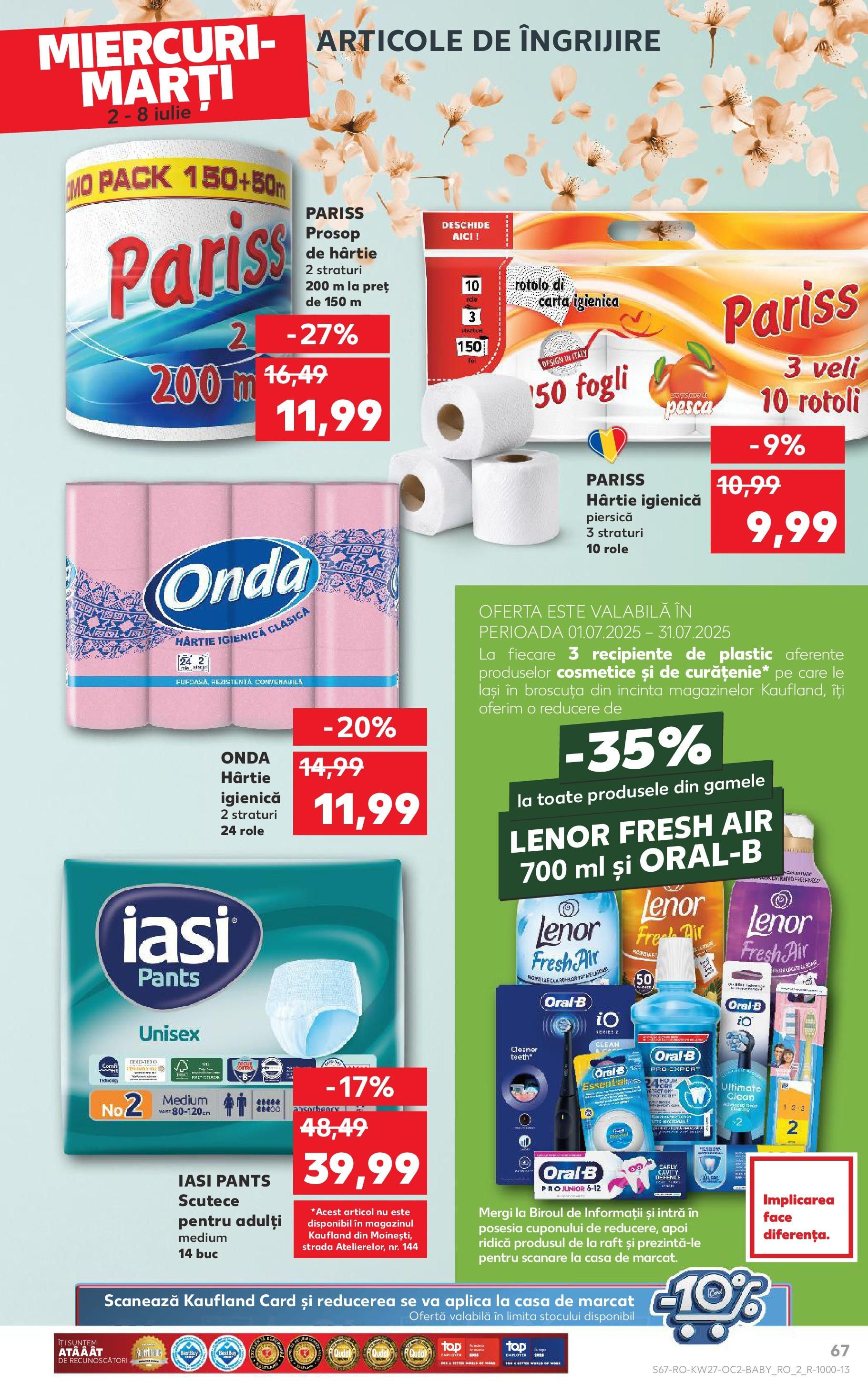 Catalog Kaufland 2 - 7 Iulie 2025 | Pagina 67 | Produse: Piersică, Role, Recipiente, Scutece