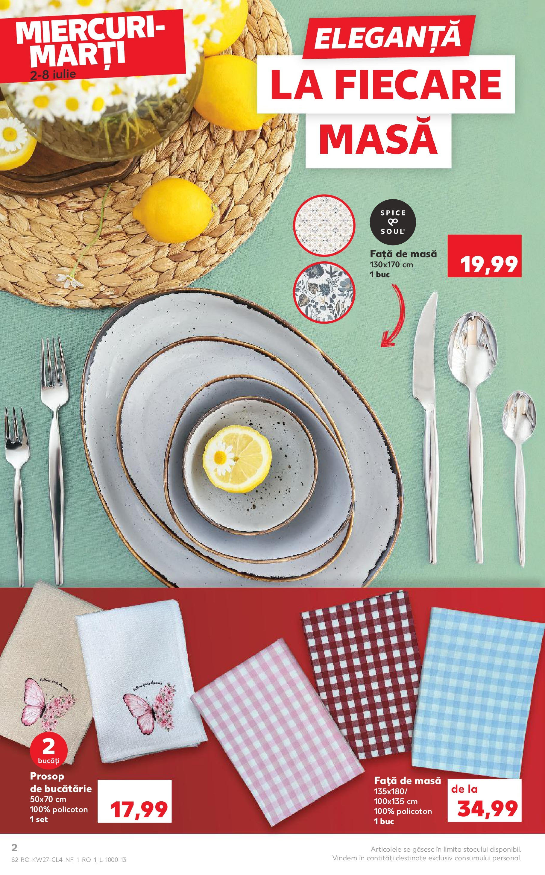 Catalog Kaufland 2 - 7 Iulie 2025 | Pagina 2 | Produse: Față de masă, Masă, Bucătărie