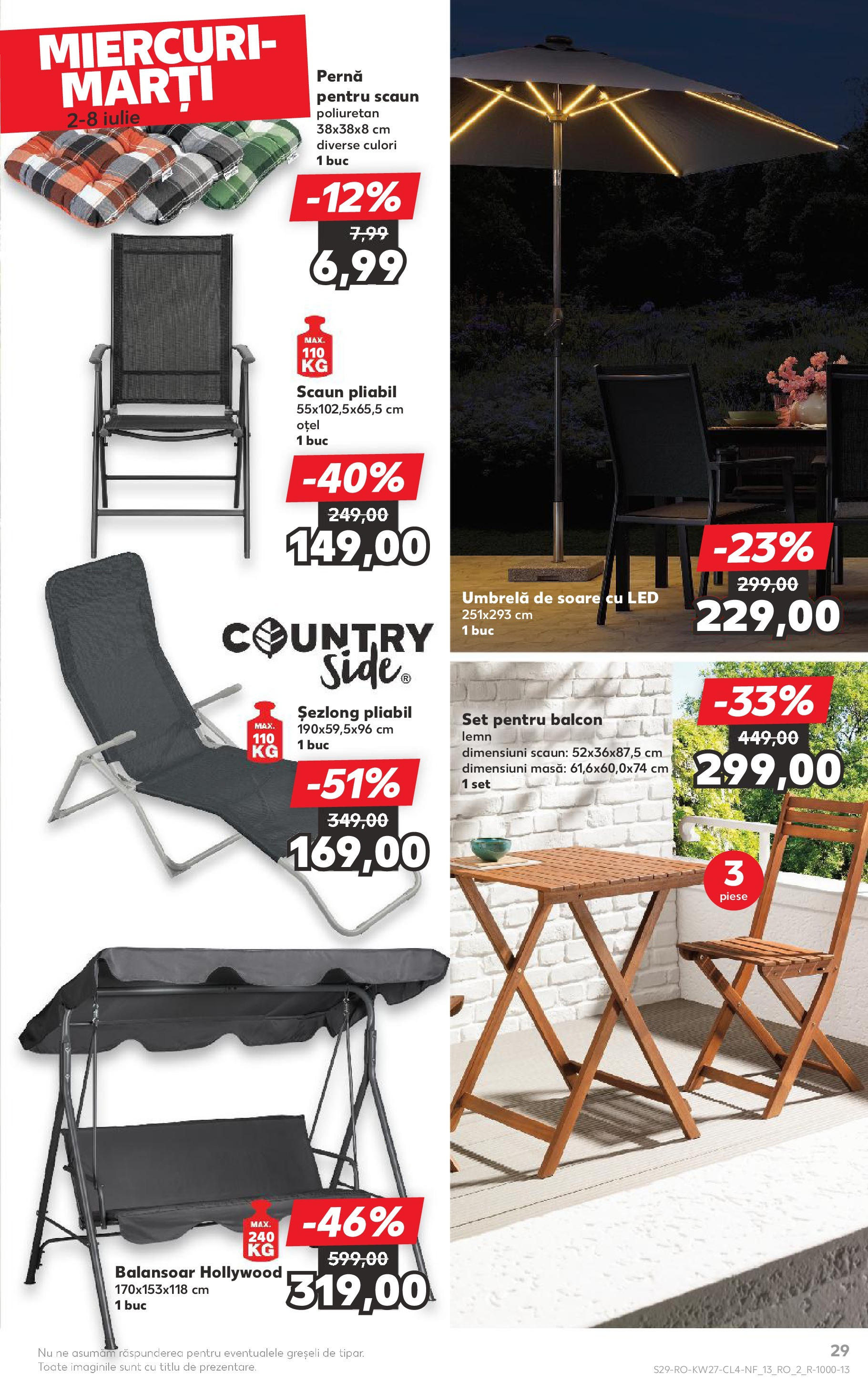 Catalog Kaufland 2 - 7 Iulie 2025 | Pagina 29 | Produse: Umbrelă, Pernă, Șezlong, Scaun