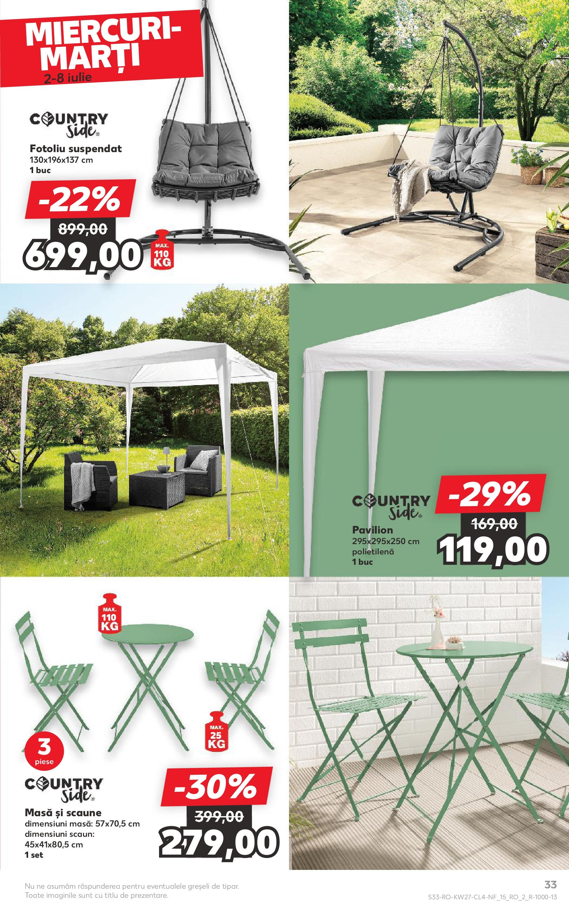 Catalog Kaufland 2 - 7 Iulie 2025 | Pagina 33 | Produse: Fotoliu, Masă, Scaun, Pavilion
