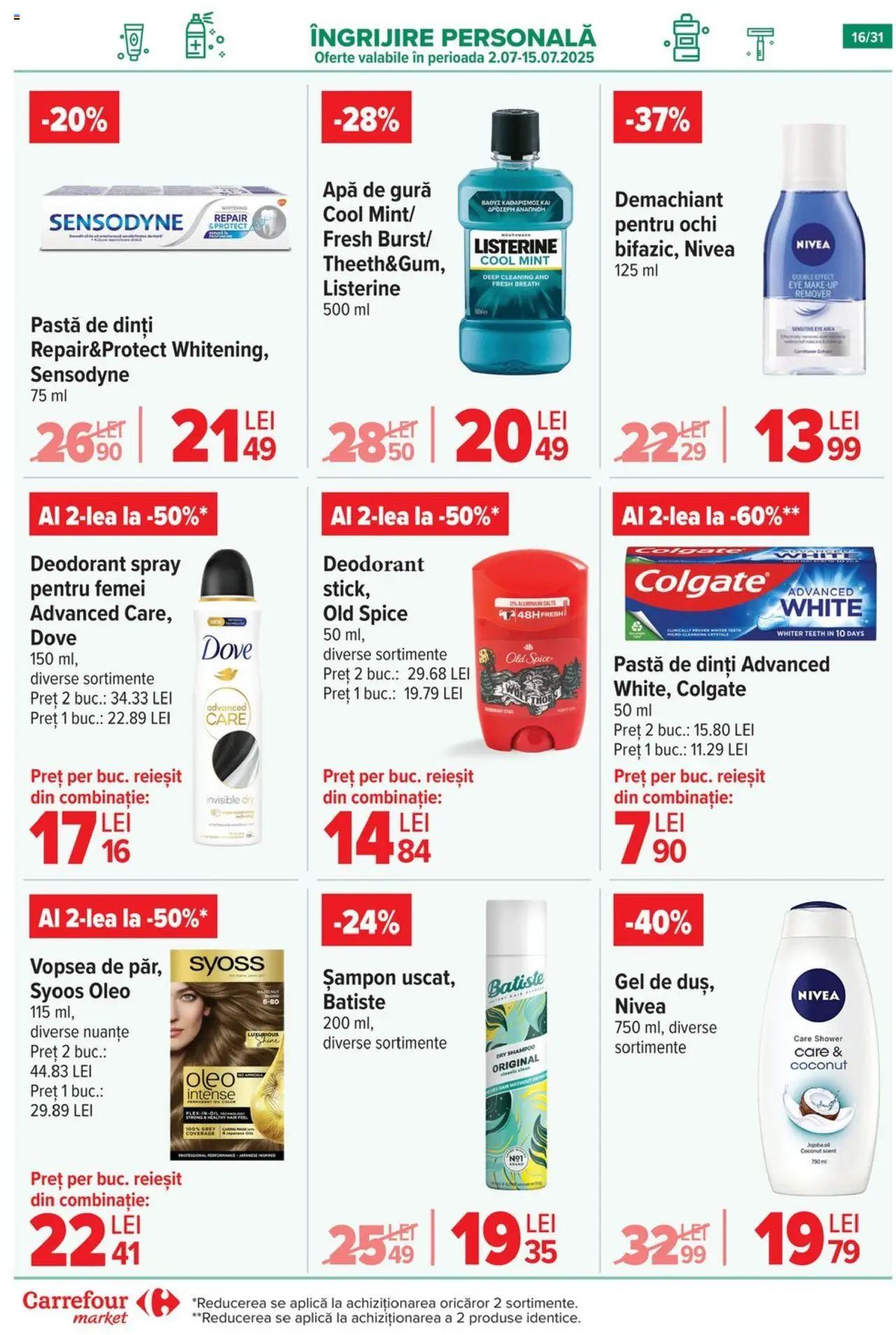 Catalog Carrefour 2 - 7 Iulie 2025 | Pagina 16 | Produse: Vopsea, Deodorant, Pastă de dinți, Apă de gură