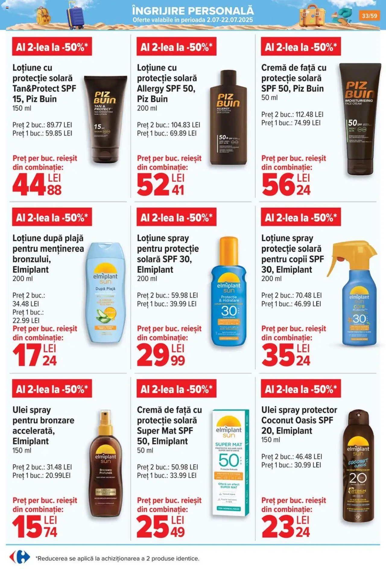 Catalog Carrefour 2 - 7 Iulie 2025 | Pagina 33 | Produse: Aloe vera, Cremă, Protecție solară, Loțiune după plajă