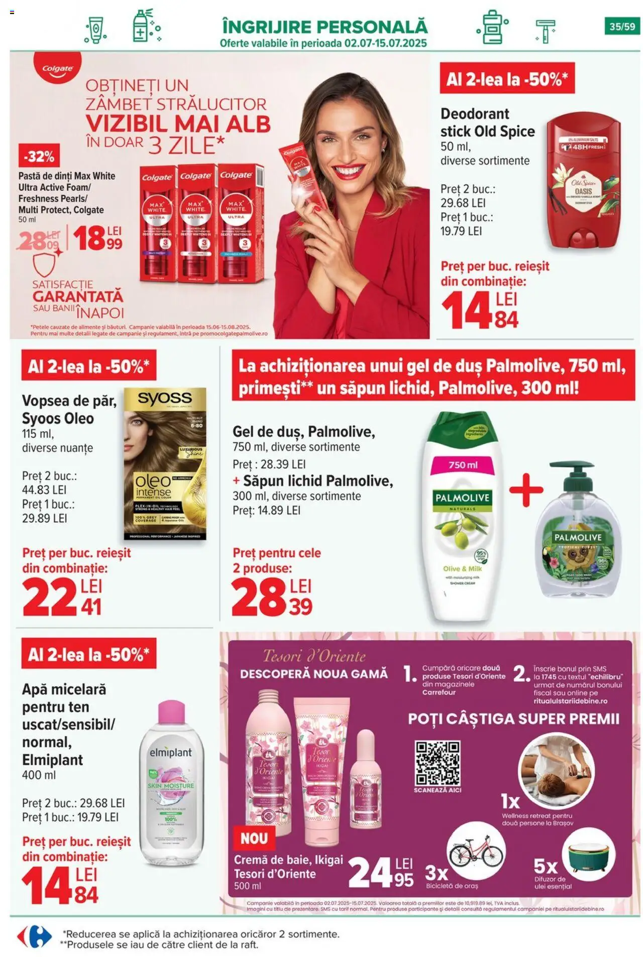 Catalog Carrefour 2 - 7 Iulie 2025 | Pagina 35 | Produse: Cremă, Apă micelară, Gel de duș, Pastă de dinți
