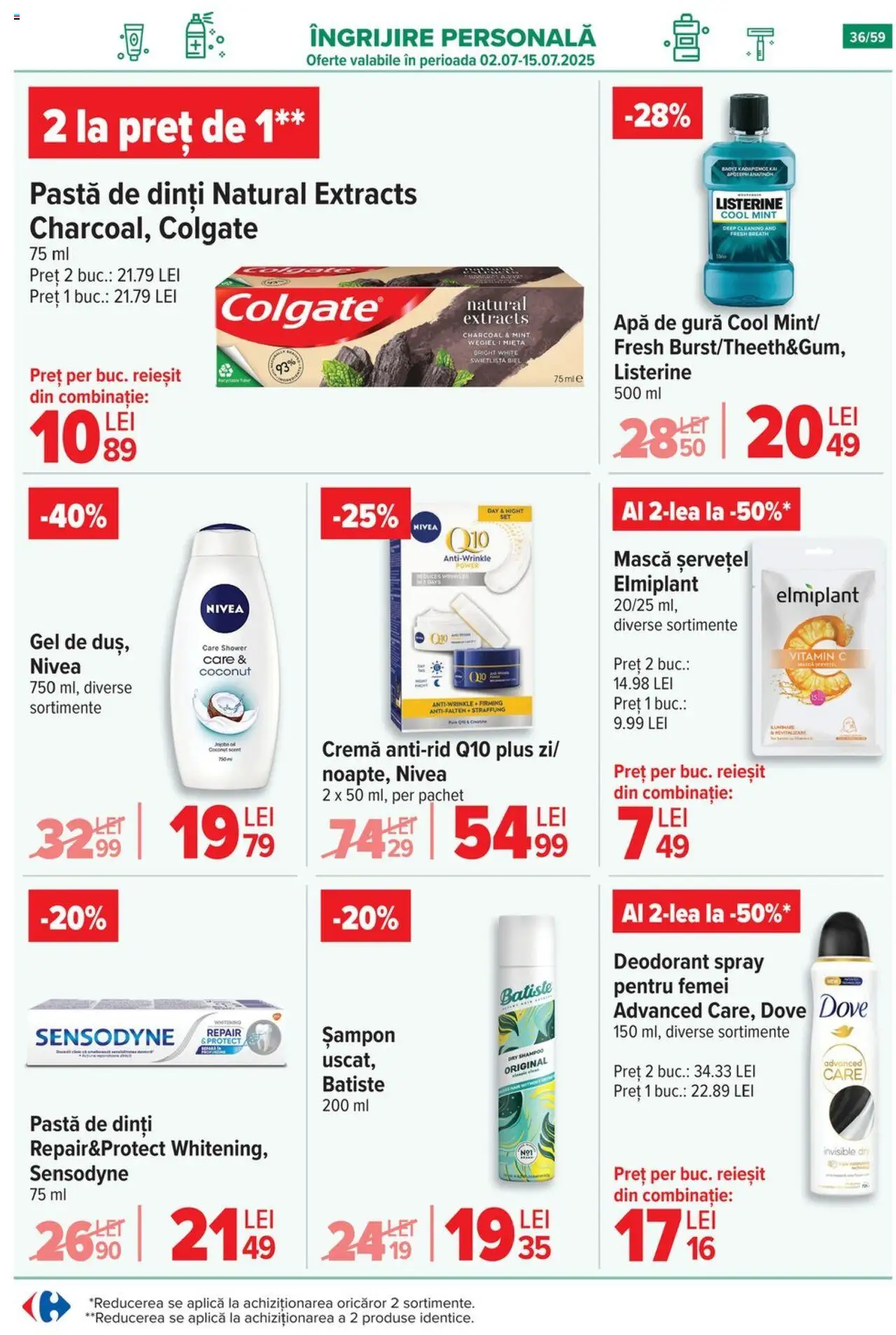 Catalog Carrefour 2 - 7 Iulie 2025 | Pagina 36 | Produse: Șampon, Cremă, Pastă de dinți, Apă de gură
