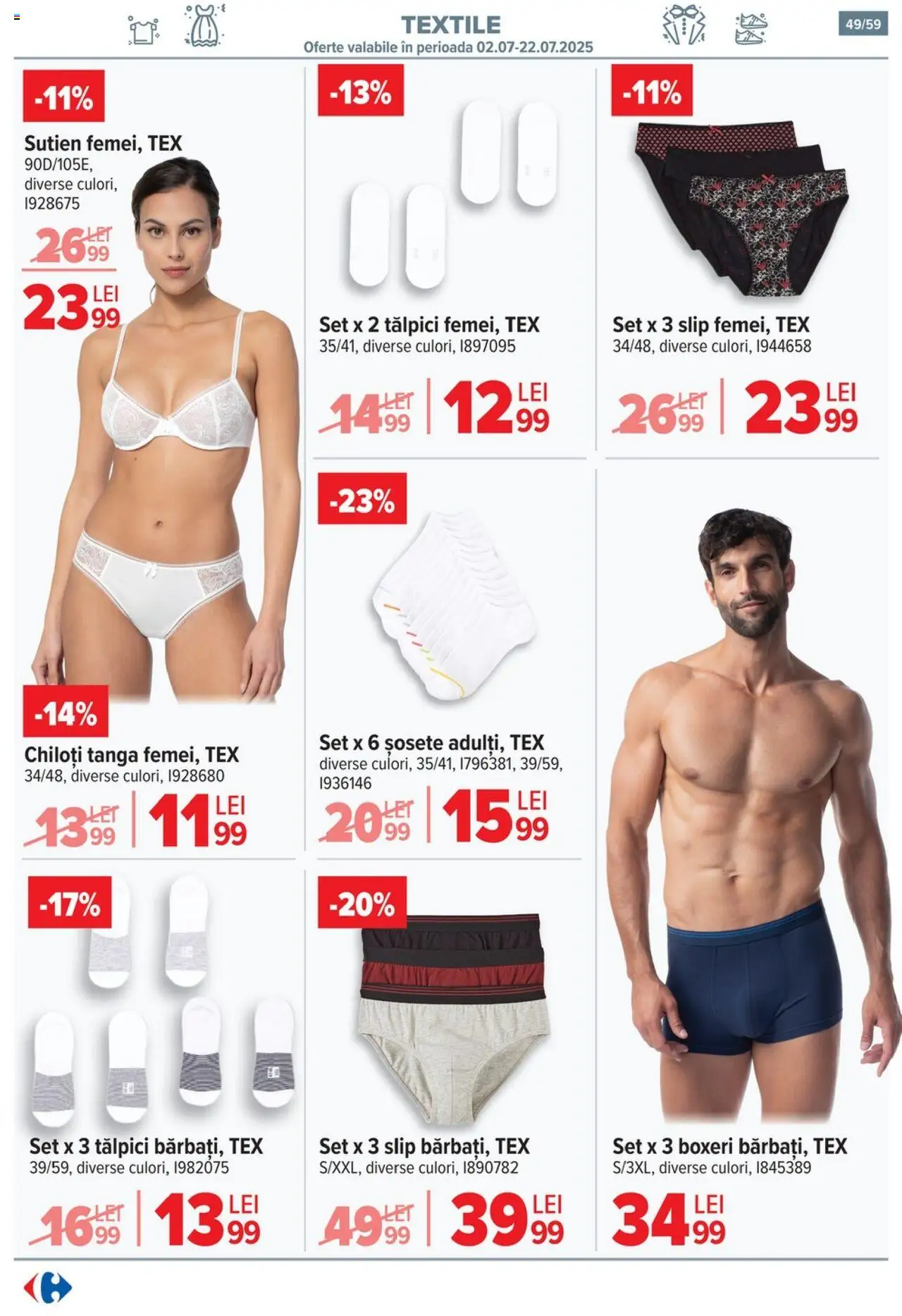 Catalog Carrefour 2 - 7 Iulie 2025 | Pagina 49 | Produse: Tălpici, Chiloți, Șosete, Boxeri