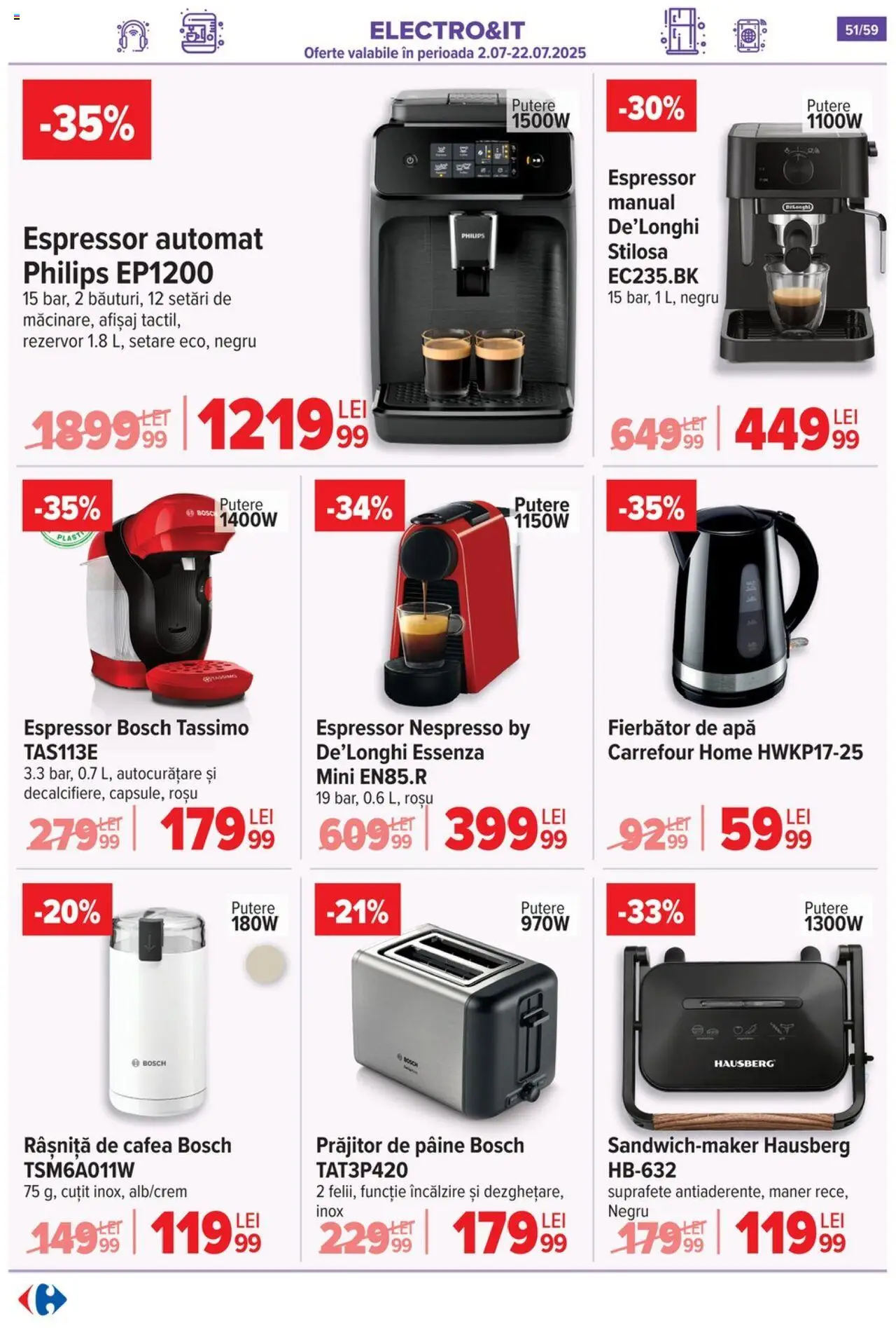 Catalog Carrefour 2 - 7 Iulie 2025 | Pagina 51 | Produse: Espressor, Enginar, Mâner, Cuțit
