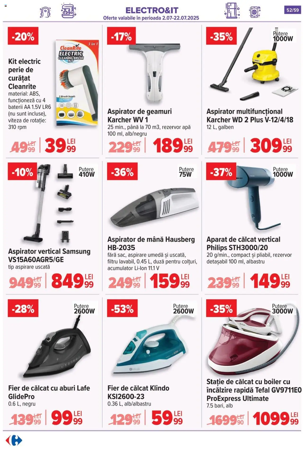 Catalog Carrefour 2 - 7 Iulie 2025 | Pagina 52 | Produse: Boiler, Fier de călcat, Baterii, Perie