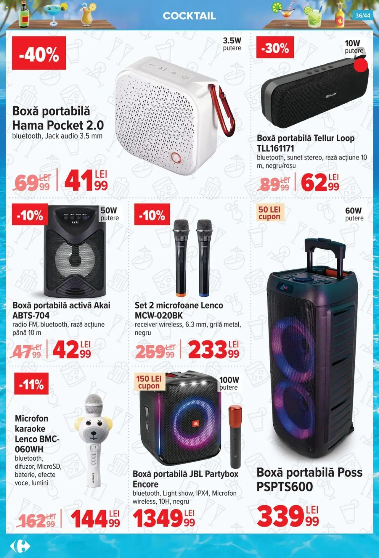 Catalog Carrefour 2 - 14 Iulie 2025 | Pagina 36 | Produse: Audio, Radio, Cocktail, Boxă portabilă