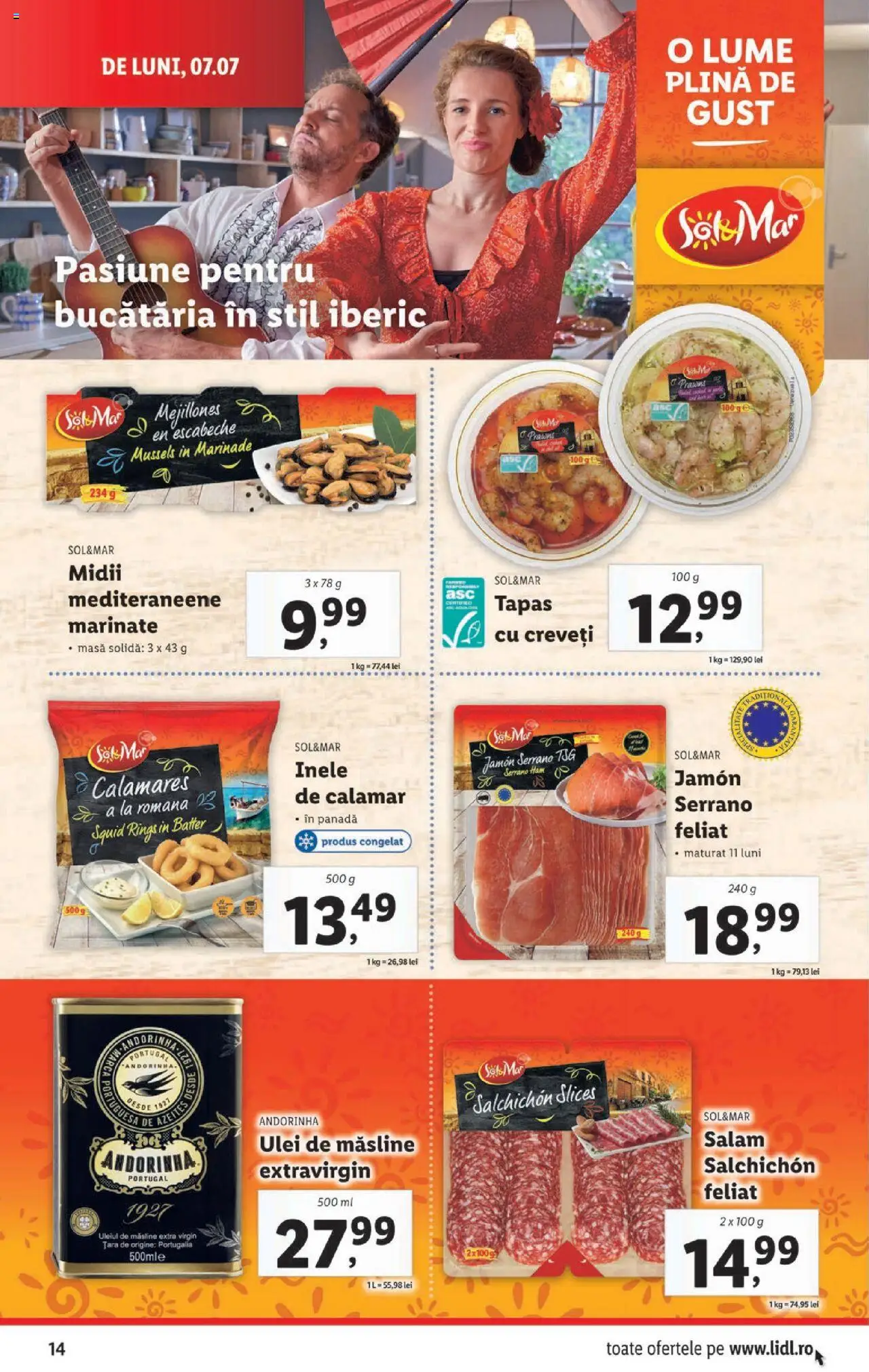 Catalog LIDL 7 - 12 Iulie 2025 | Pagina 14 | Produse: Masă, Măsline, Ulei, Salam