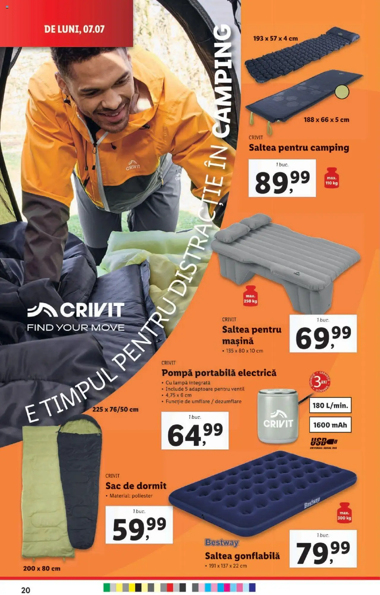 Catalog LIDL 7 - 12 Iulie 2025 | Pagina 20 | Produse: Saltea, Lampă, Saltea gonflabilă