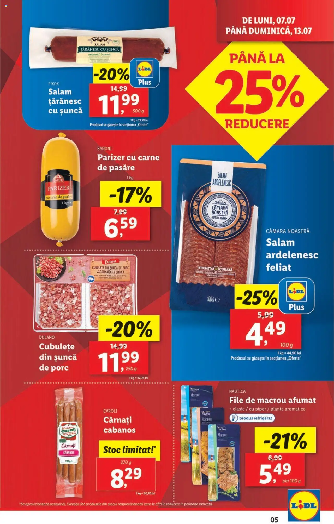 Catalog LIDL 7 - 12 Iulie 2025 | Pagina 5 | Produse: Salam, Șuncă, Piper, Cârnați