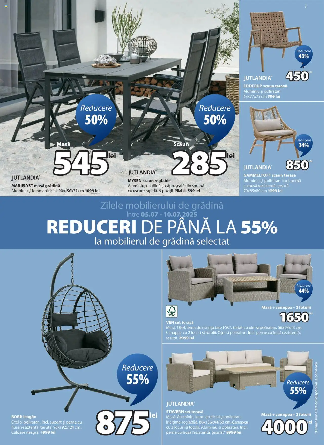 Catalog JYSK 5 - 26 Iulie 2025 | Pagina 3 | Produse: Umbrelă, Masă, Scaun