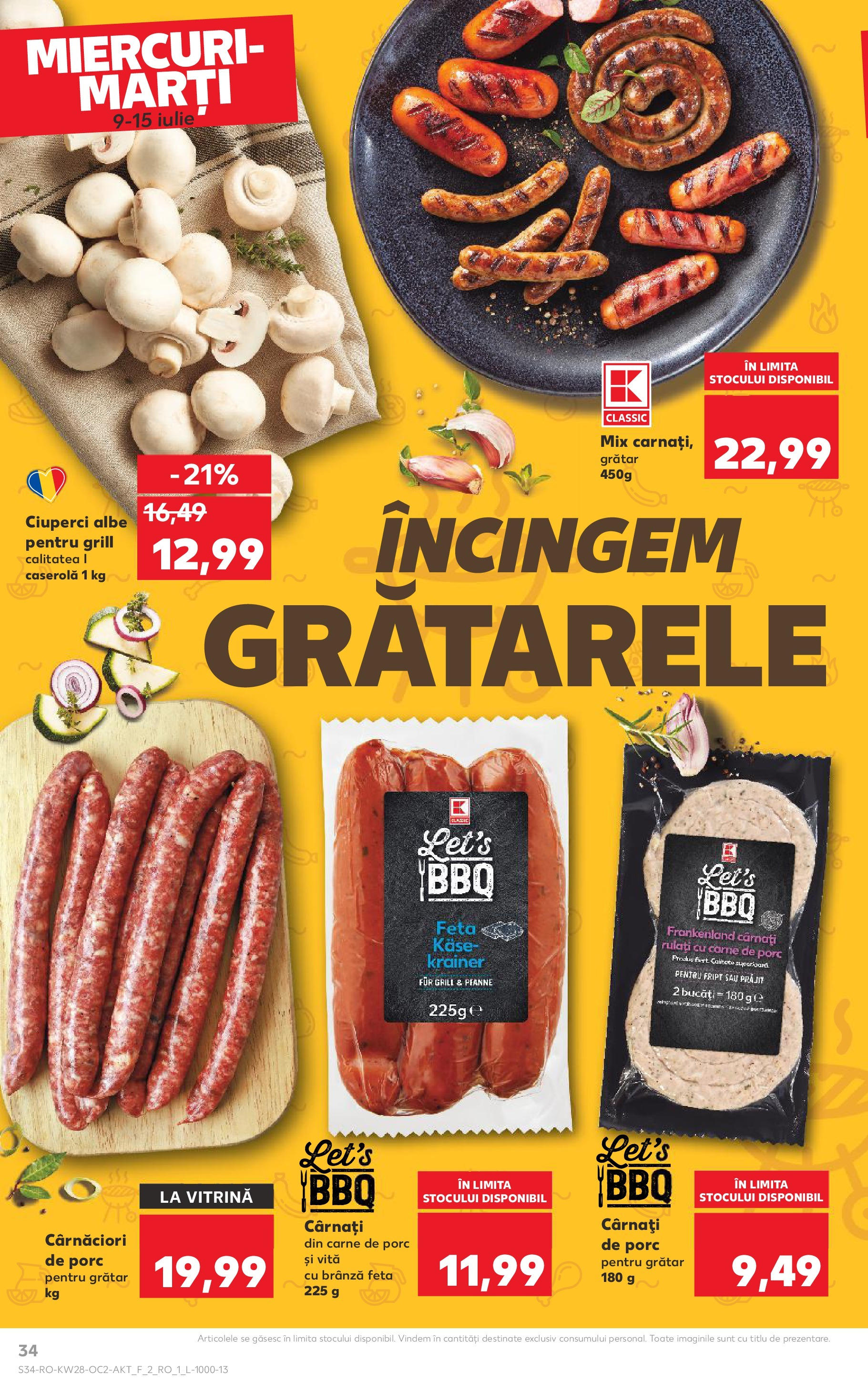 Catalog Kaufland 9 - 14 Iulie 2025 | Pagina 34 | Produse: Grill, Brânză, Carne De Porc, Cârnați