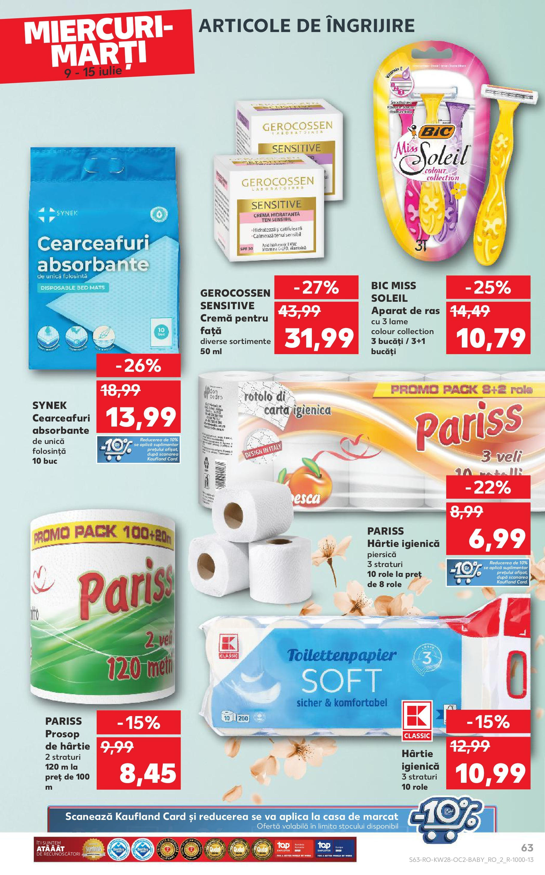 Catalog Kaufland 9 - 14 Iulie 2025 | Pagina 63 | Produse: Piersică, Aparat De Ras, Arapsaçı, Absorbante