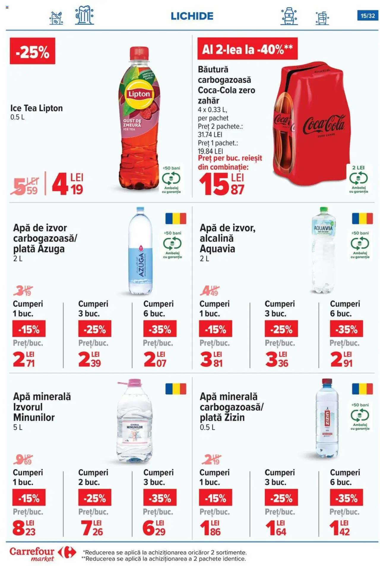 Catalog Carrefour 9 - 14 Iulie 2025 | Pagina 15 | Produse: Yazı tahtası kalemi, Ice tea, Apă, Zahăr