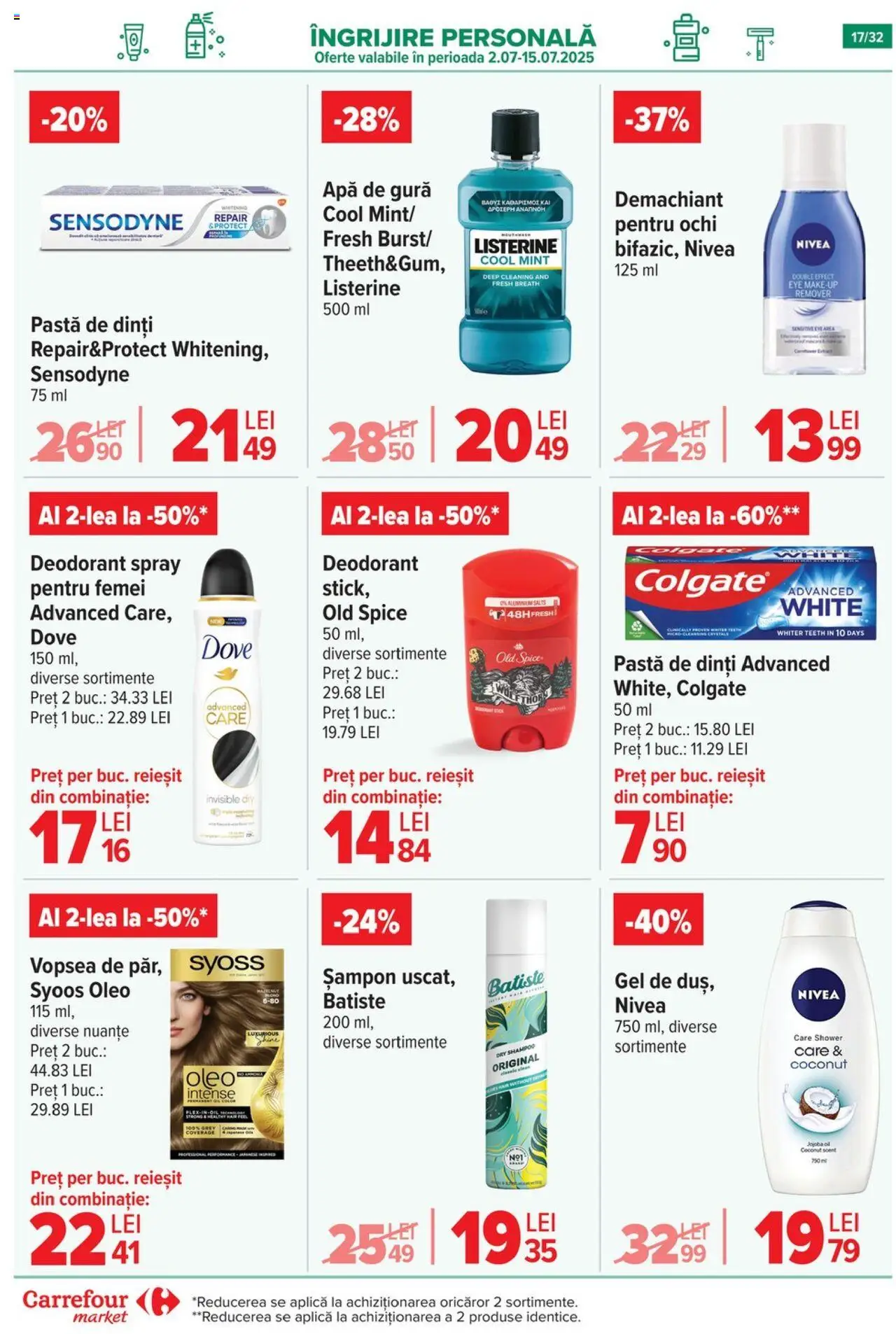 Catalog Carrefour 9 - 14 Iulie 2025 | Pagina 17 | Produse: Demachiant, Deodorant, Pastă de dinți, Apă de gură