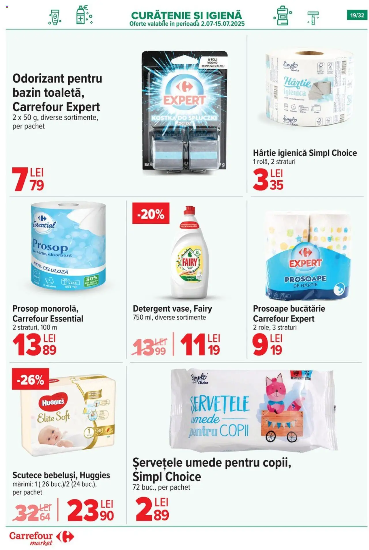 Catalog Carrefour 9 - 14 Iulie 2025 | Pagina 19 | Produse: Bucătărie, Detergent, Șervețele umede, Scutece