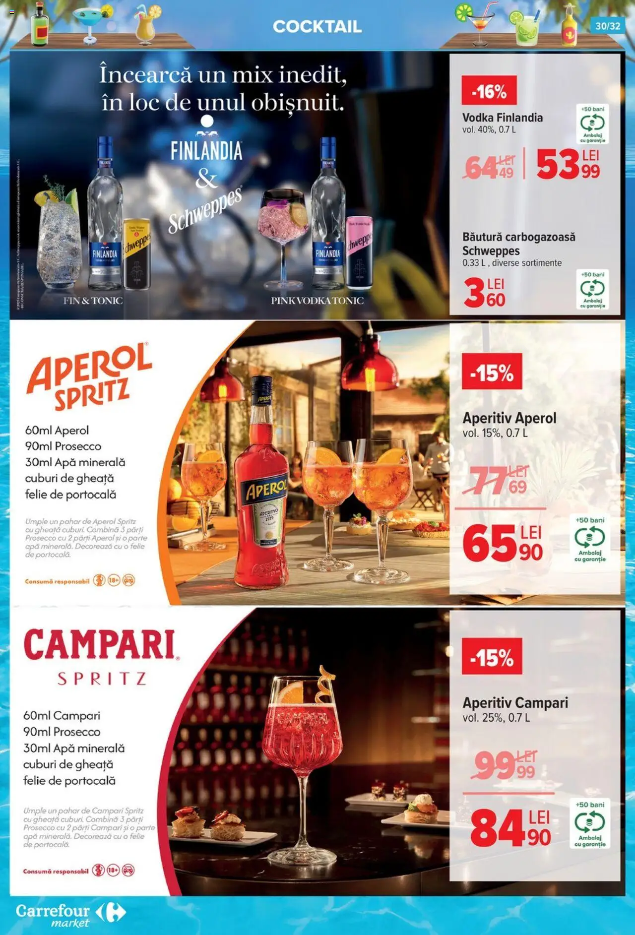 Catalog Carrefour 9 - 14 Iulie 2025 | Pagina 30 | Produse: Yazı tahtası kalemi, Prosecco, Aperol, Apă