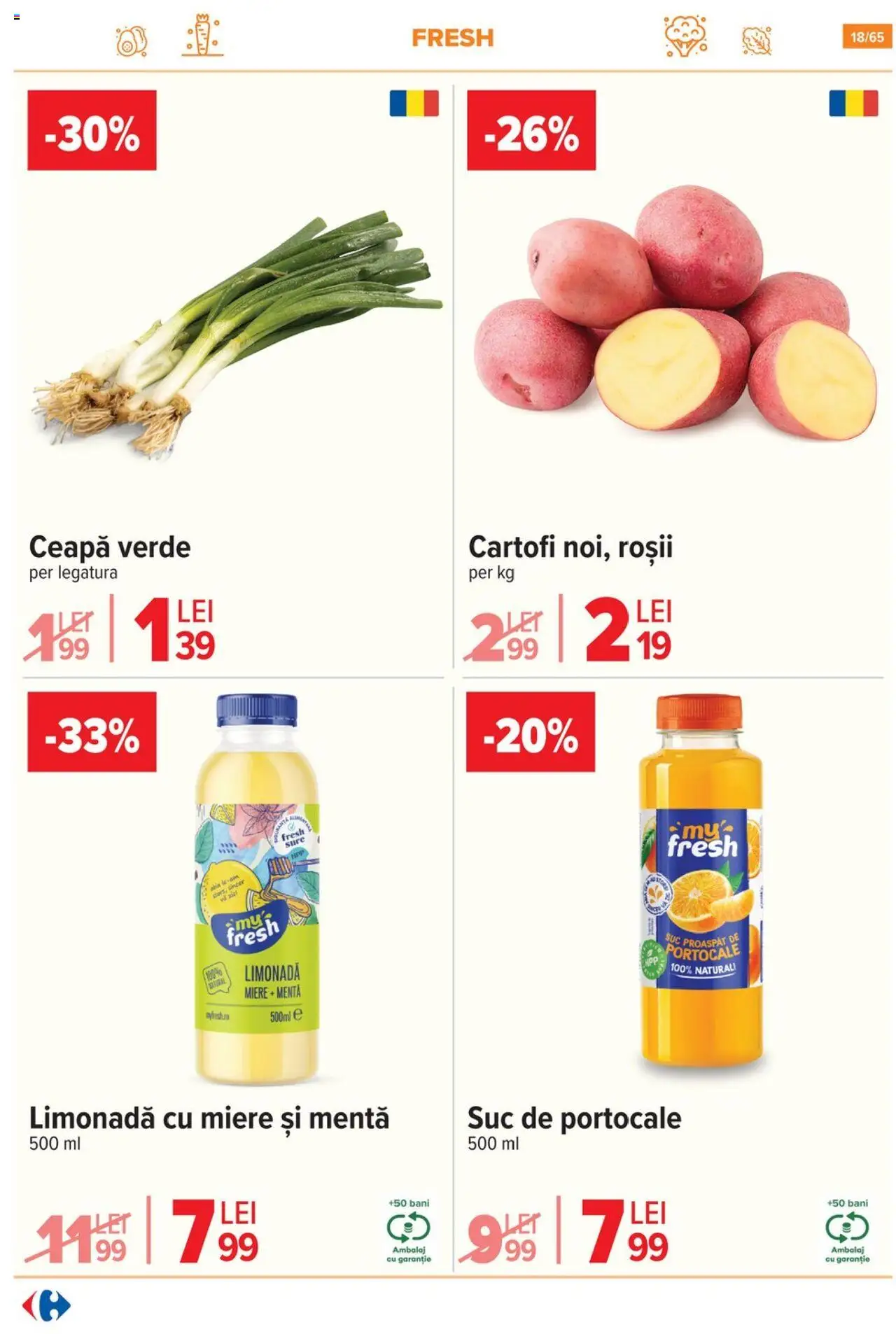 Catalog Carrefour 9 - 14 Iulie 2025 | Pagina 18 | Produse: Sıcak su torbası, Suc, Cartofi, Ceapă