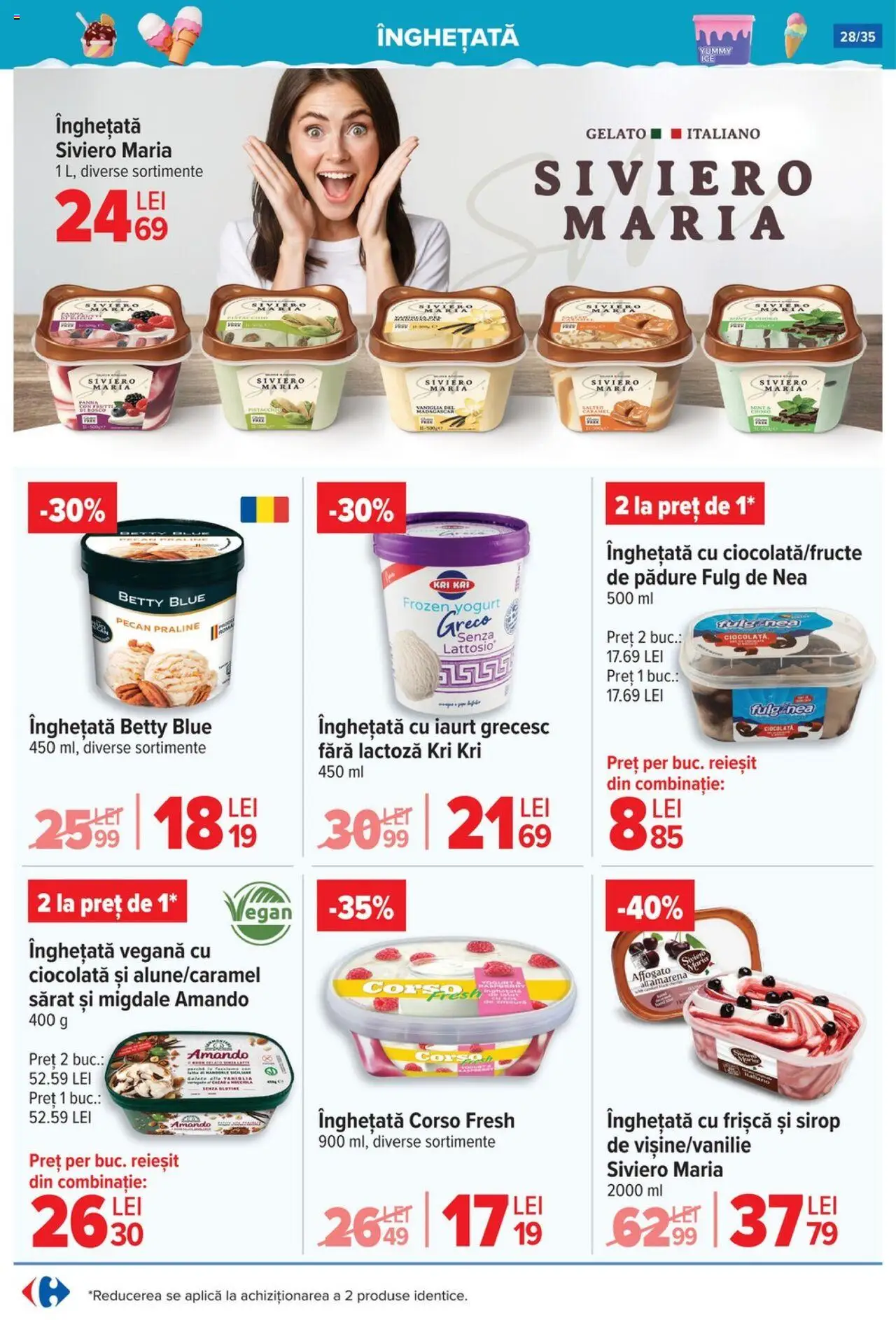 Catalog Carrefour 9 - 14 Iulie 2025 | Pagina 28 | Produse: Praline, Ciocolată, Frișcă, Înghețată