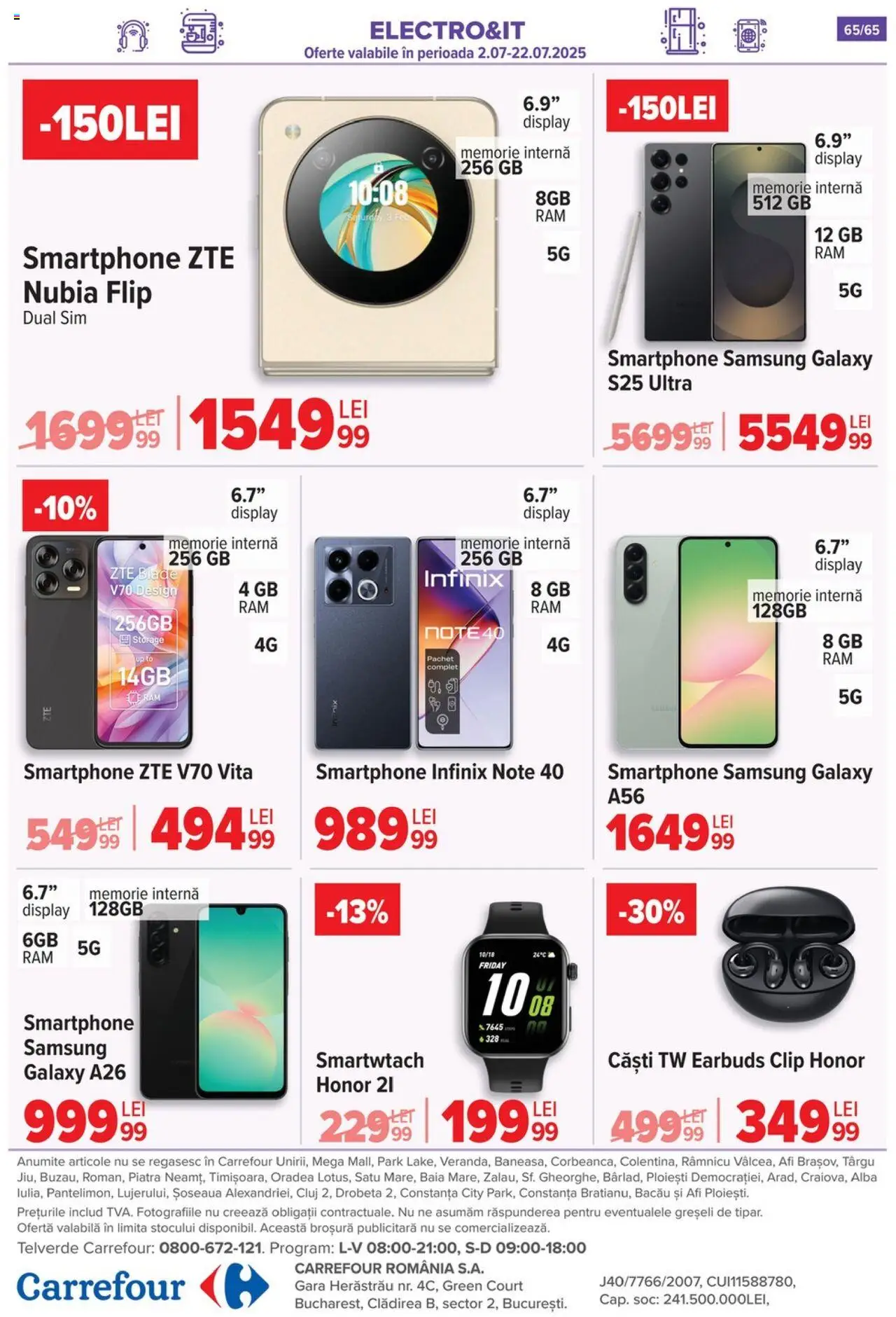 Catalog Carrefour 9 - 14 Iulie 2025 | Pagina 65 | Produse: Smartphone, Memorie, Căști