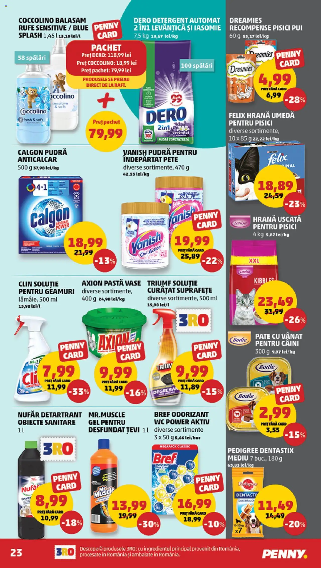 Catalog PENNY Market 9 - 14 Iulie 2025 | Pagina 23 | Produse: Hacıyatmaz Kedi Oyuncağı, Pudră, Detergent, Çelik Mama ve Su Kabı