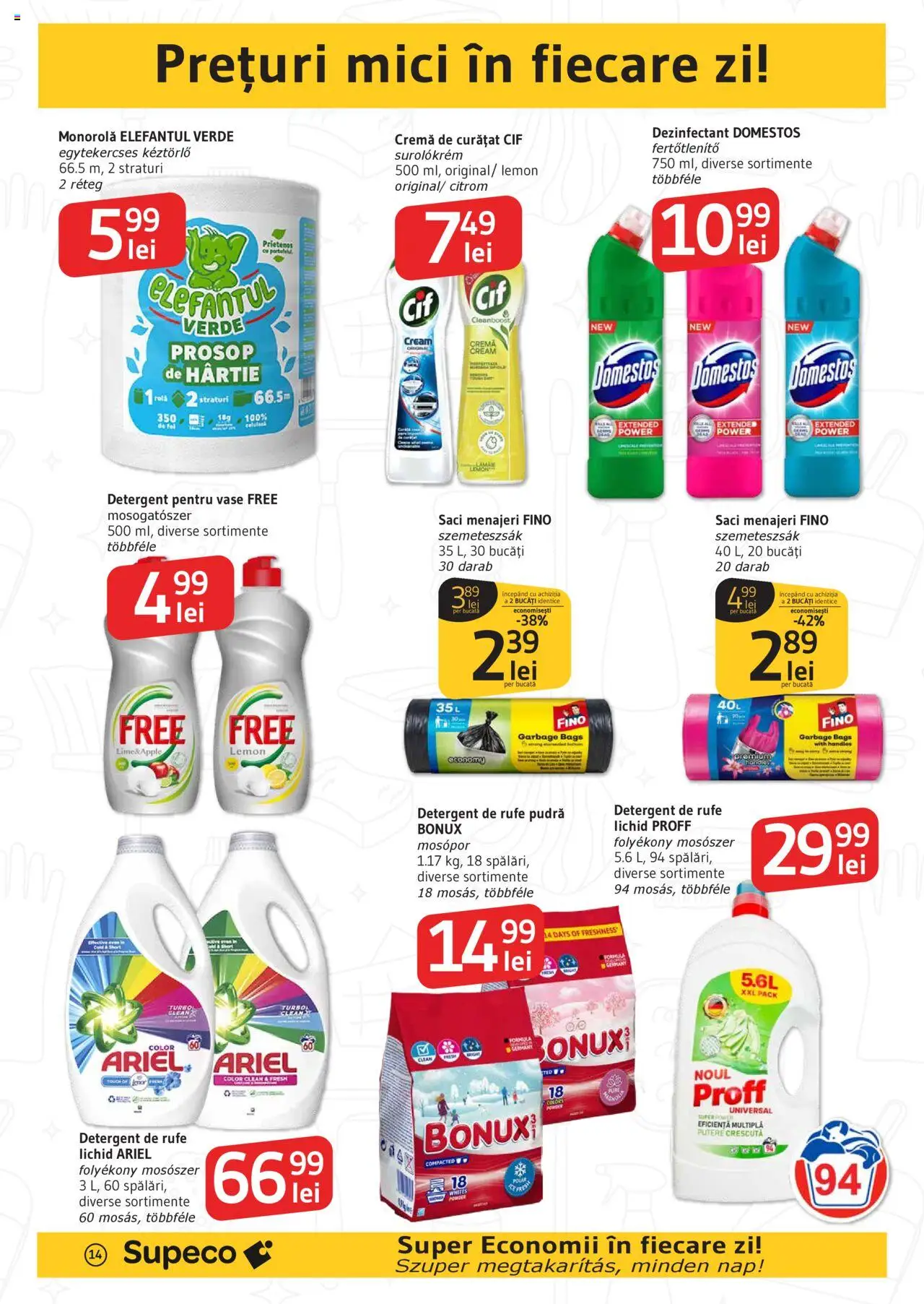 Catalog Supeco 10 - 22 Iulie 2025 | Pagina 14 | Produse: Saci menajeri, Mici, Pudră, Cremă