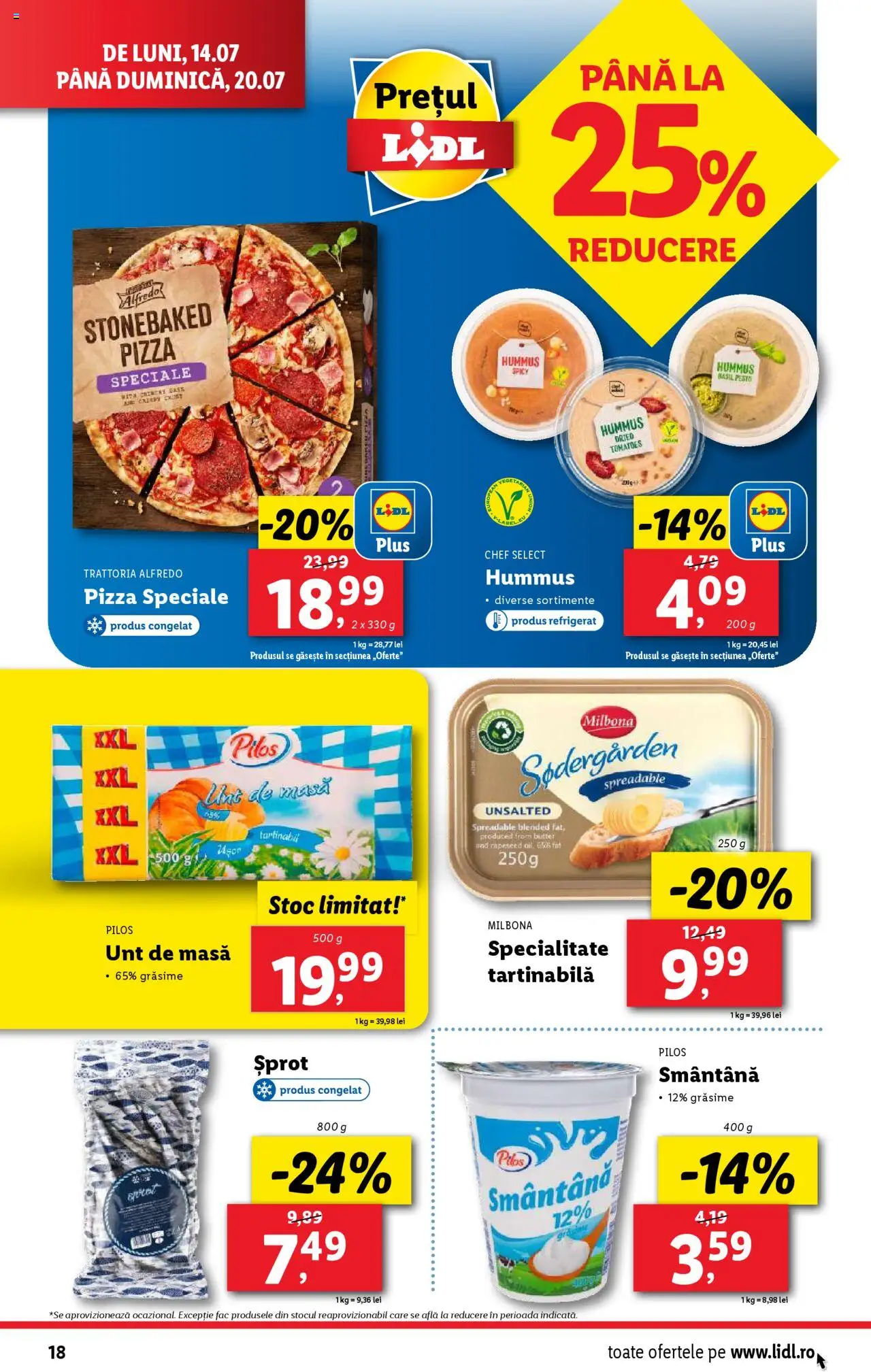 Catalog LIDL 14 - 19 Iulie 2025 | Pagina 18 | Produse: Toplar, Masă, Unt, Pizza
