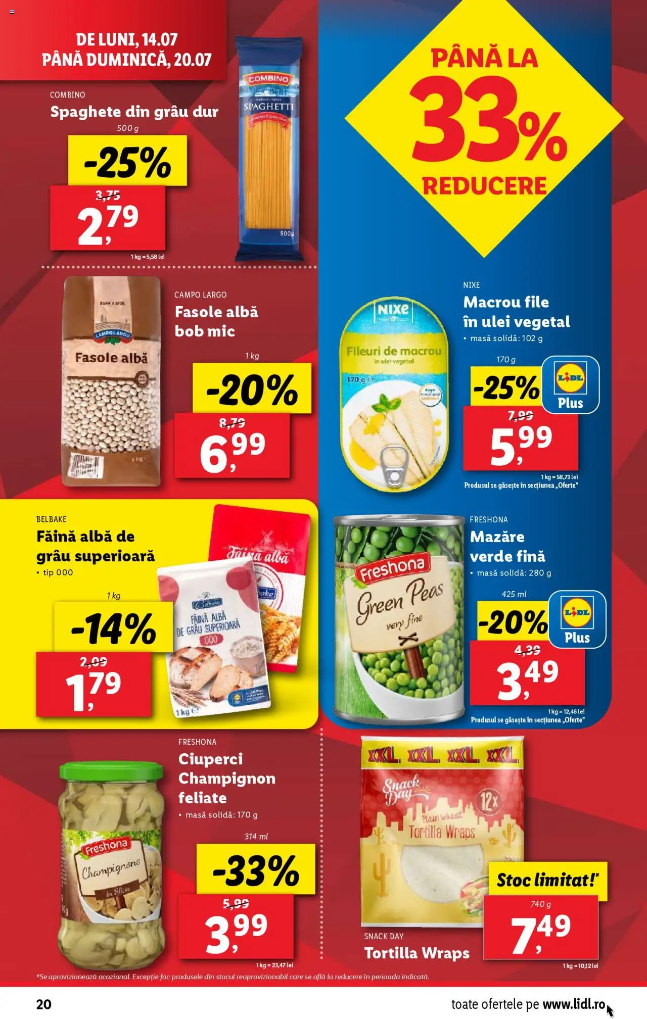 Catalog LIDL 14 - 19 Iulie 2025 | Pagina 20 | Produse: Mazăre, Masă, Ciuperci, Făină