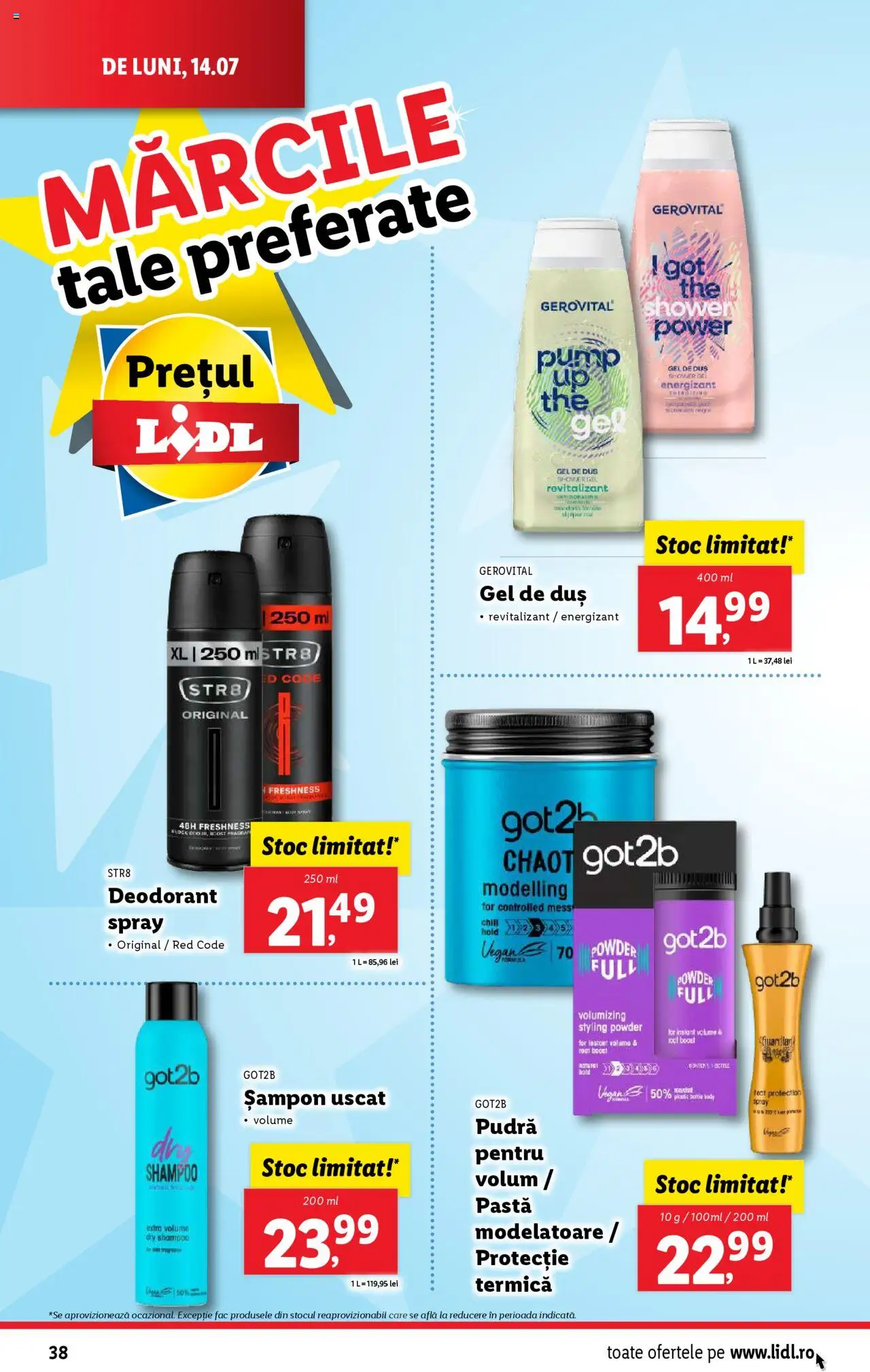 Catalog LIDL 14 - 19 Iulie 2025 | Pagina 38 | Produse: Pudră, Șampon, Deodorant, Șampon uscat
