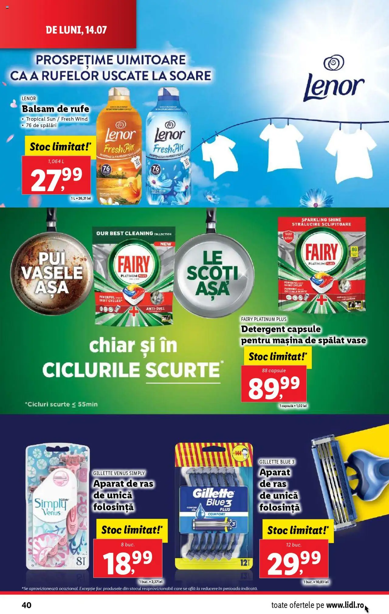 Catalog LIDL 14 - 19 Iulie 2025 | Pagina 40 | Produse: Mașină De Spălat Vase, Aparat De Ras, Balsam, Balsam de rufe