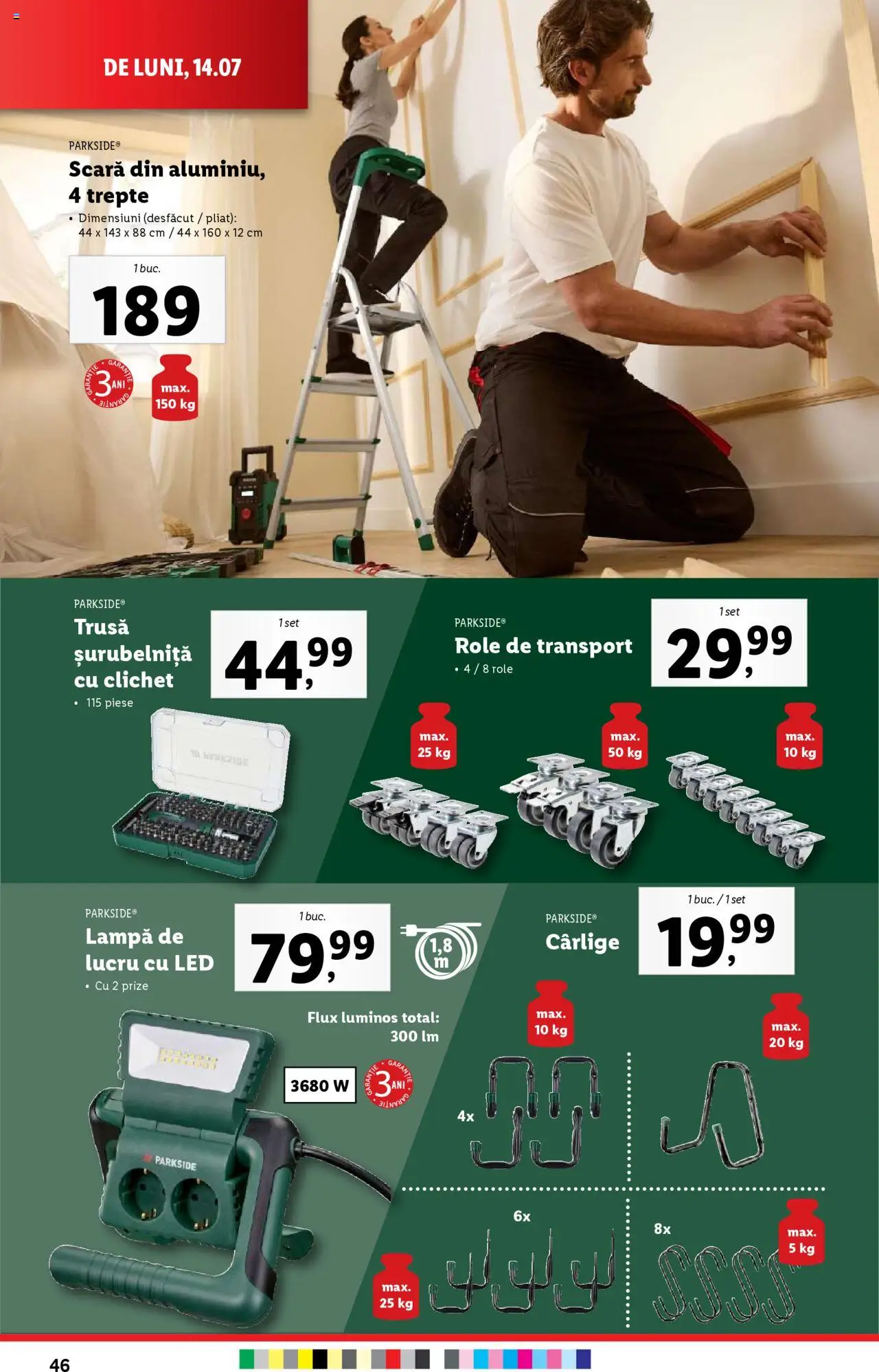 Catalog LIDL 14 - 19 Iulie 2025 | Pagina 46 | Produse: Scară, Babak, Role, Lampă