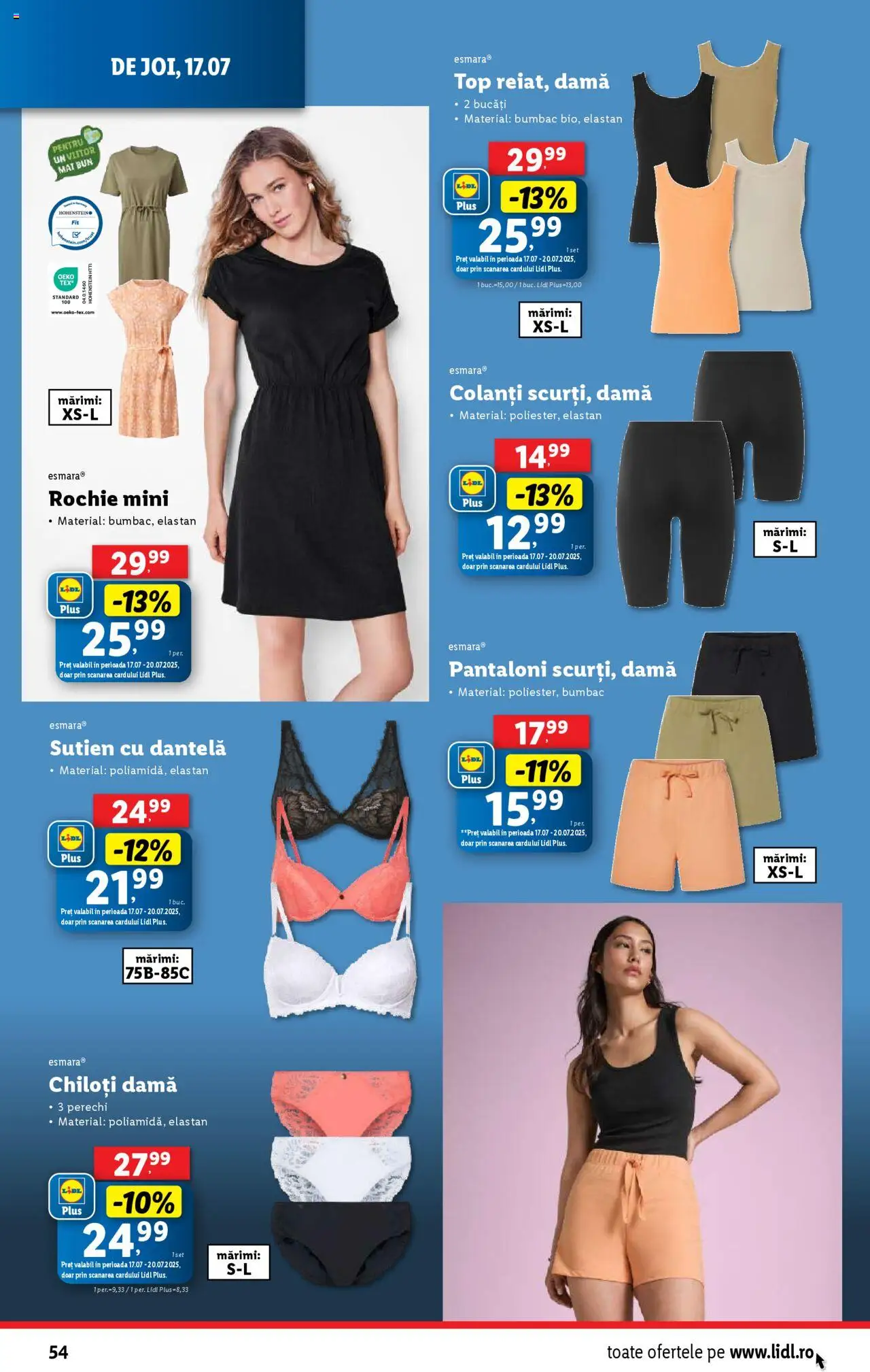 Catalog LIDL 14 - 19 Iulie 2025 | Pagina 54 | Produse: Rochie, Pantaloni, Chiloți, Colanți