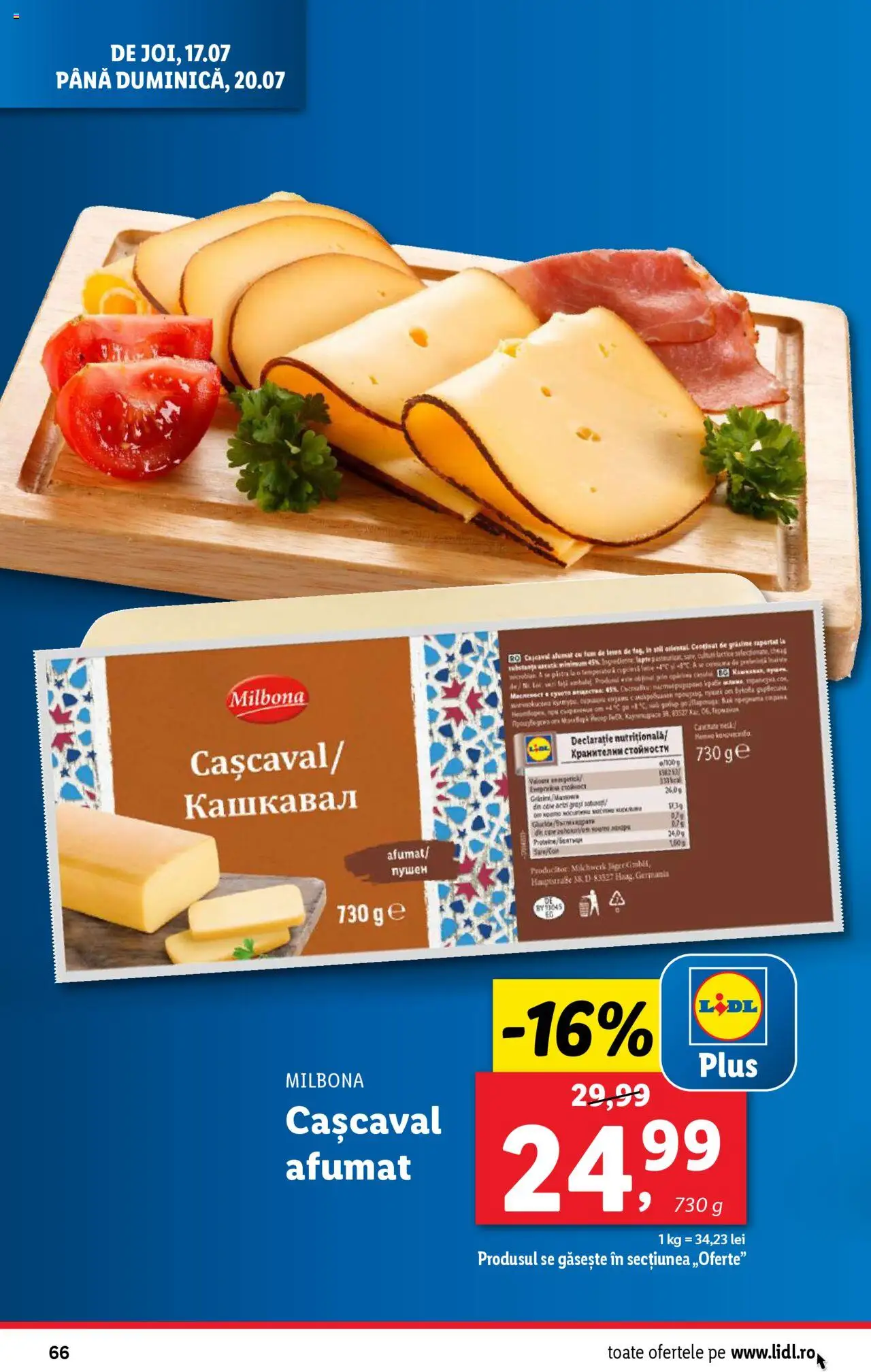 Catalog LIDL 14 - 19 Iulie 2025 | Pagina 66 | Produse: Cașcaval, Lapte