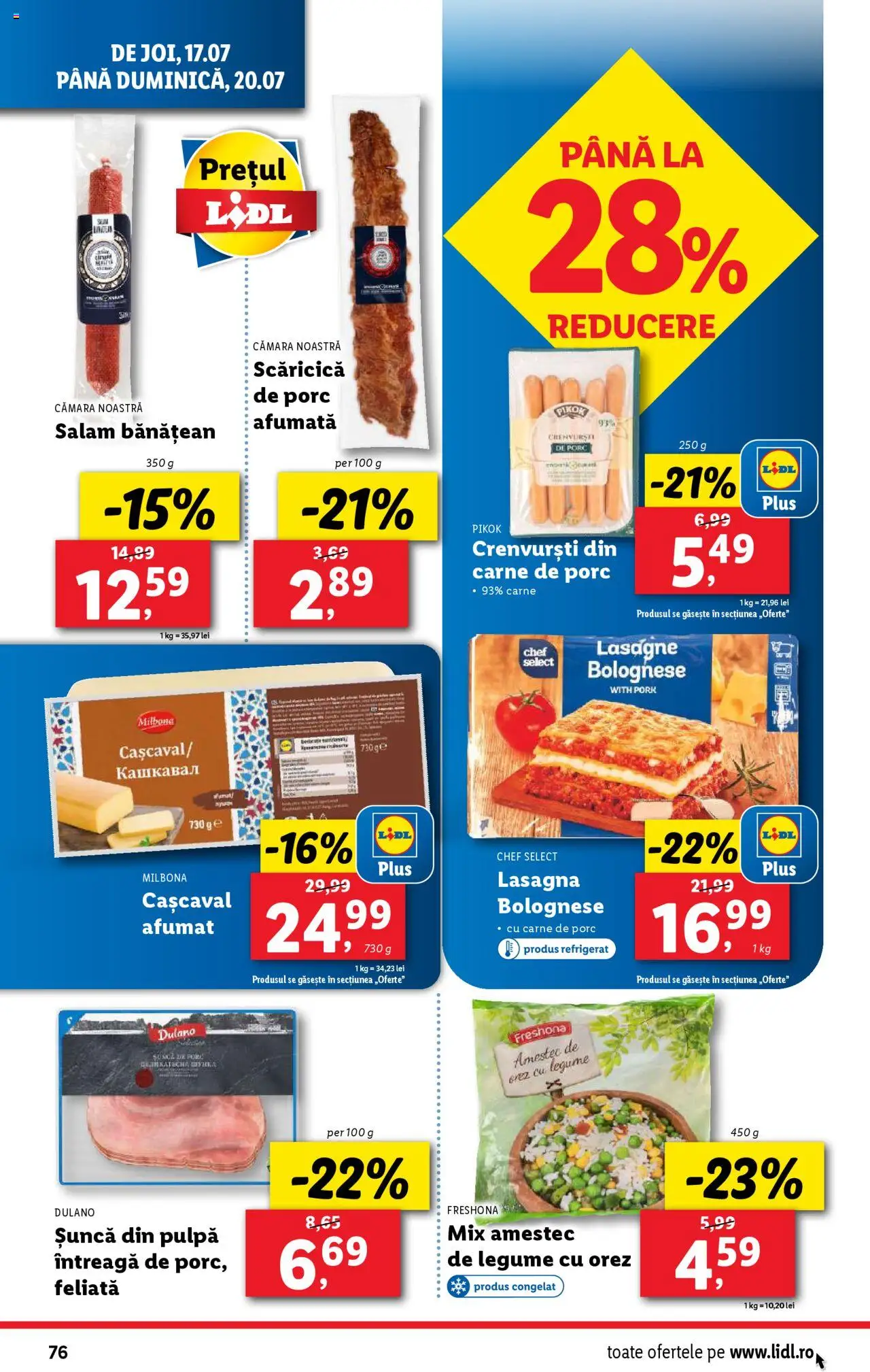 Catalog LIDL 14 - 19 Iulie 2025 | Pagina 76 | Produse: Cașcaval, Șuncă, Carne De Porc, Legume