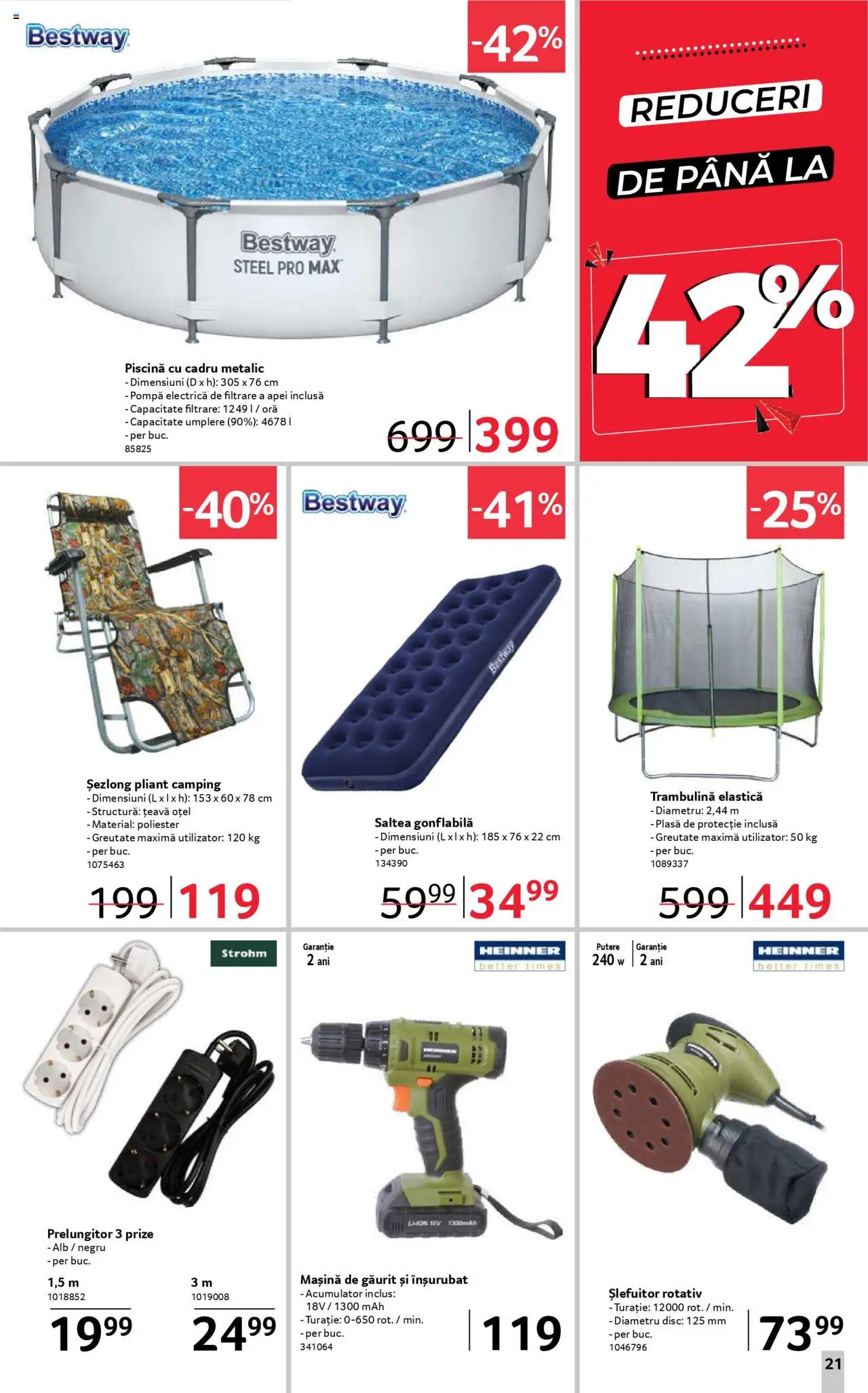 Catalog Selgros 11 - 23 Iulie 2025 | Pagina 21 | Produse: Mașină de găurit, Prelungitor, Saltea, Șezlong
