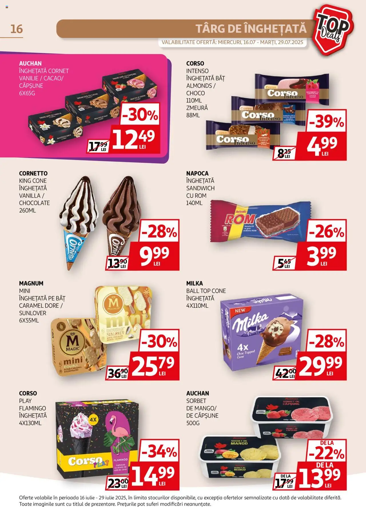 Catalog Auchan 16 - 28 Iulie 2025 | Pagina 16 | Produse: Top, Rom, Înghețată, Mango