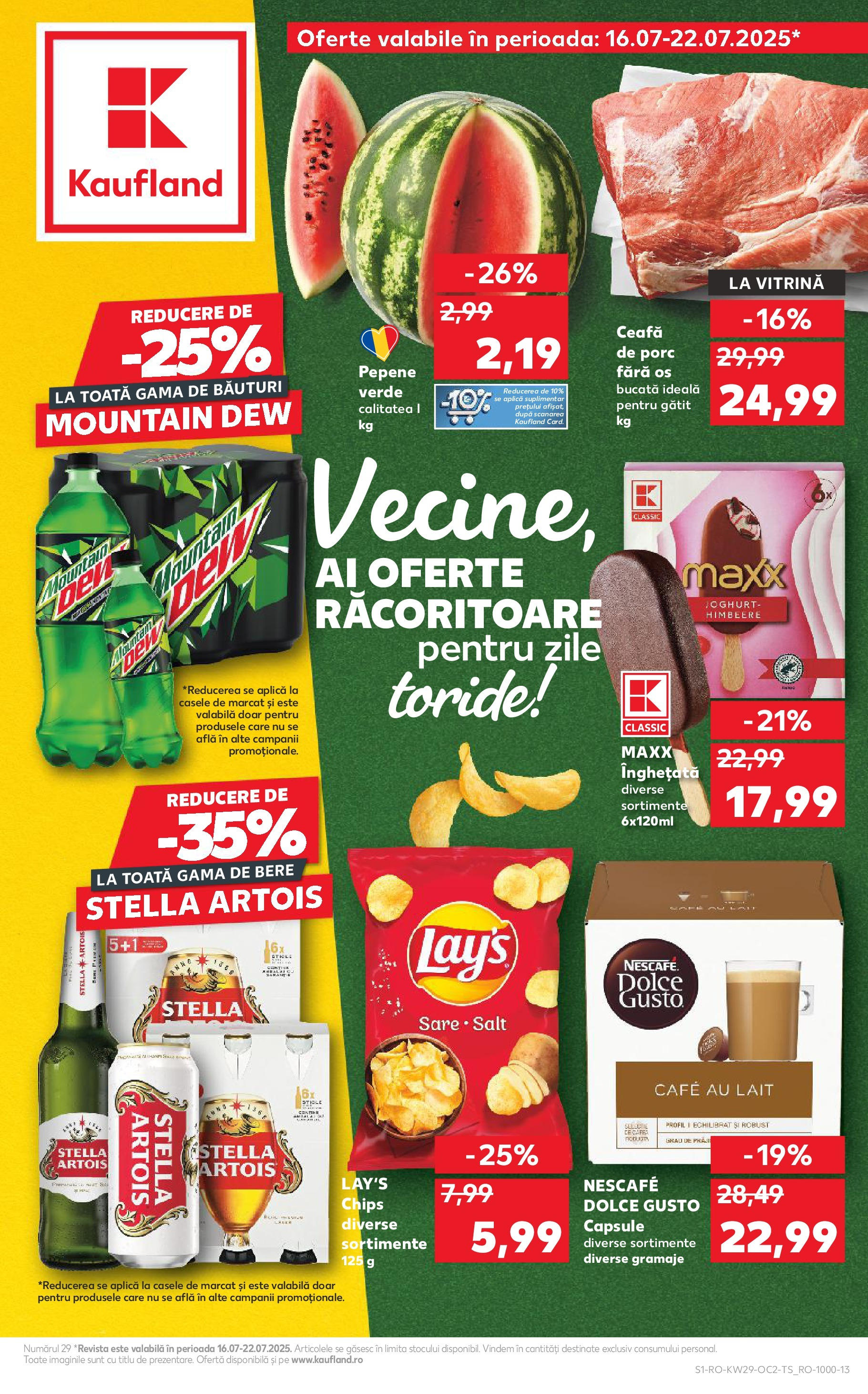 Catalog Kaufland 16 - 21 Iulie 2025 | Pagina 1 | Produse: Pepene Verde, Keçeli kalem, Bere, Înghețată