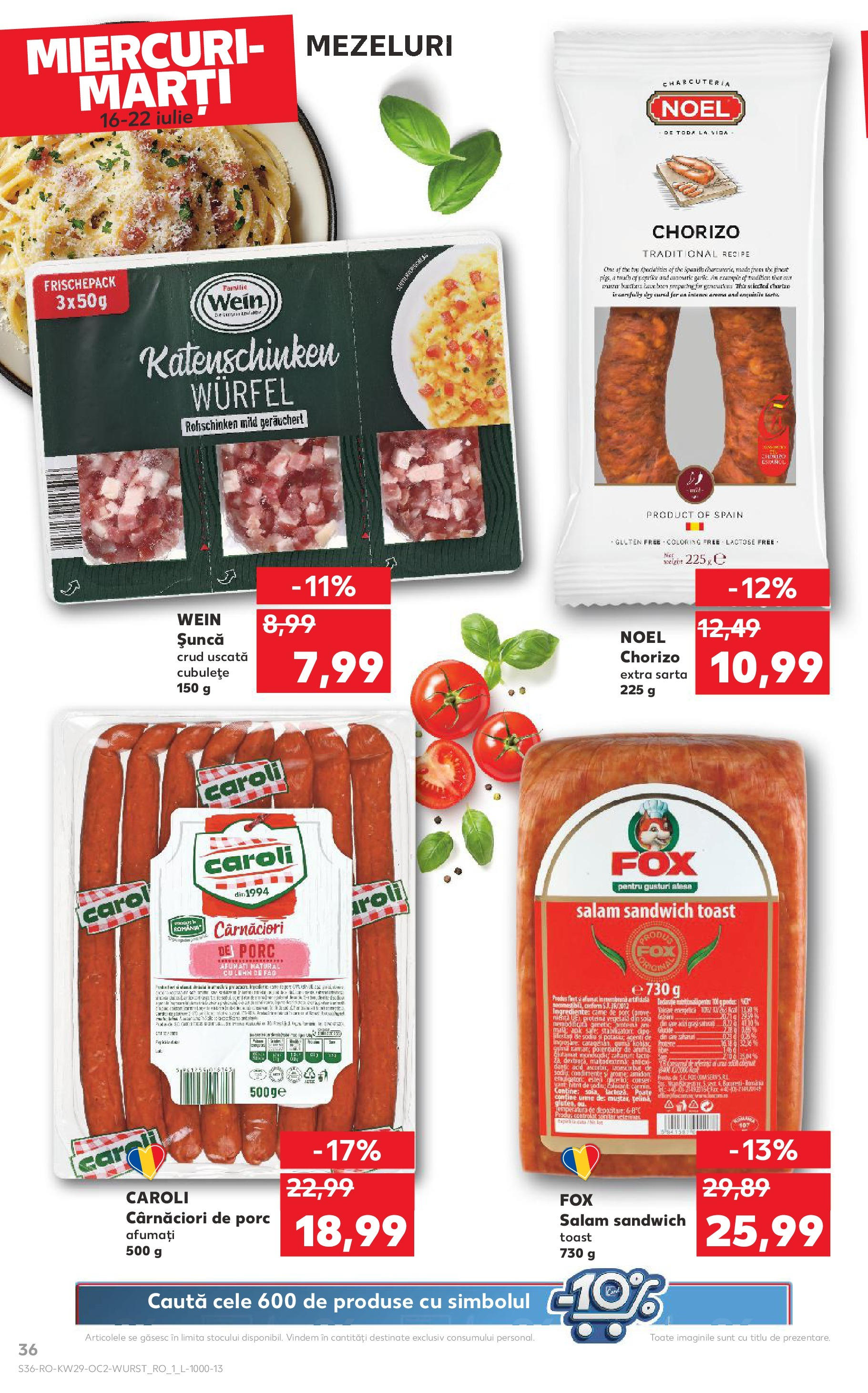 Catalog Kaufland 16 - 21 Iulie 2025 | Pagina 36 | Produse: Masaüstü kılıfı, Salam, Șuncă, Condimente