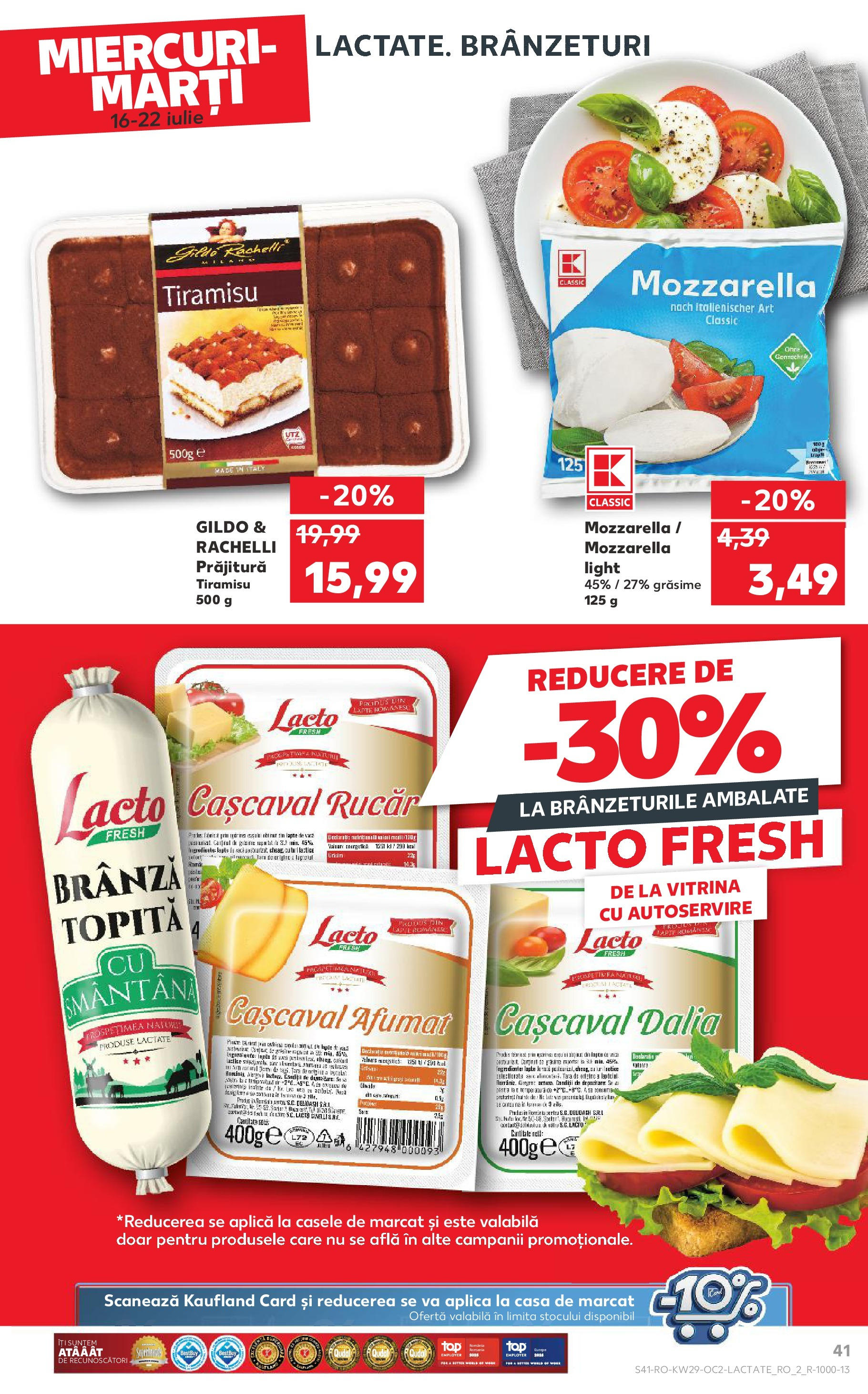 Catalog Kaufland 16 - 21 Iulie 2025 | Pagina 41 | Produse: Vitrină, Cașcaval, Mozzarella, Tiramisu