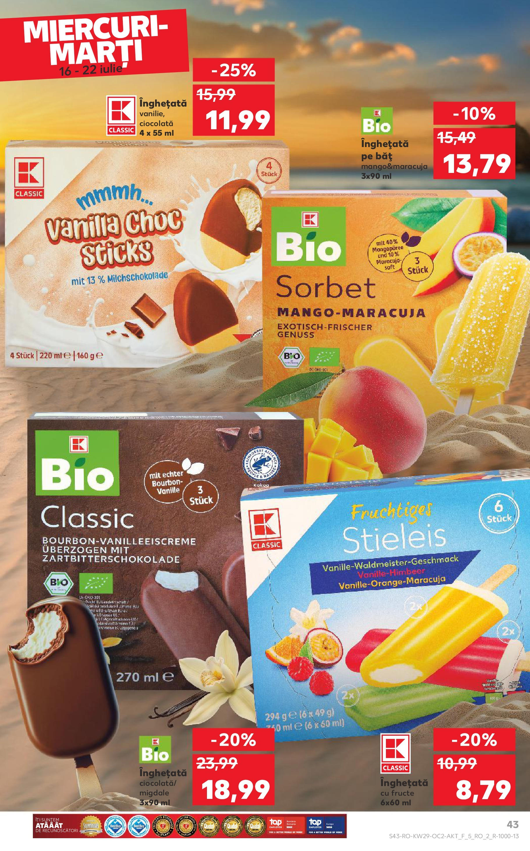 Catalog Kaufland 16 - 21 Iulie 2025 | Pagina 43 | Produse: Ciocolată, Bourbon, Înghețată, Fructe