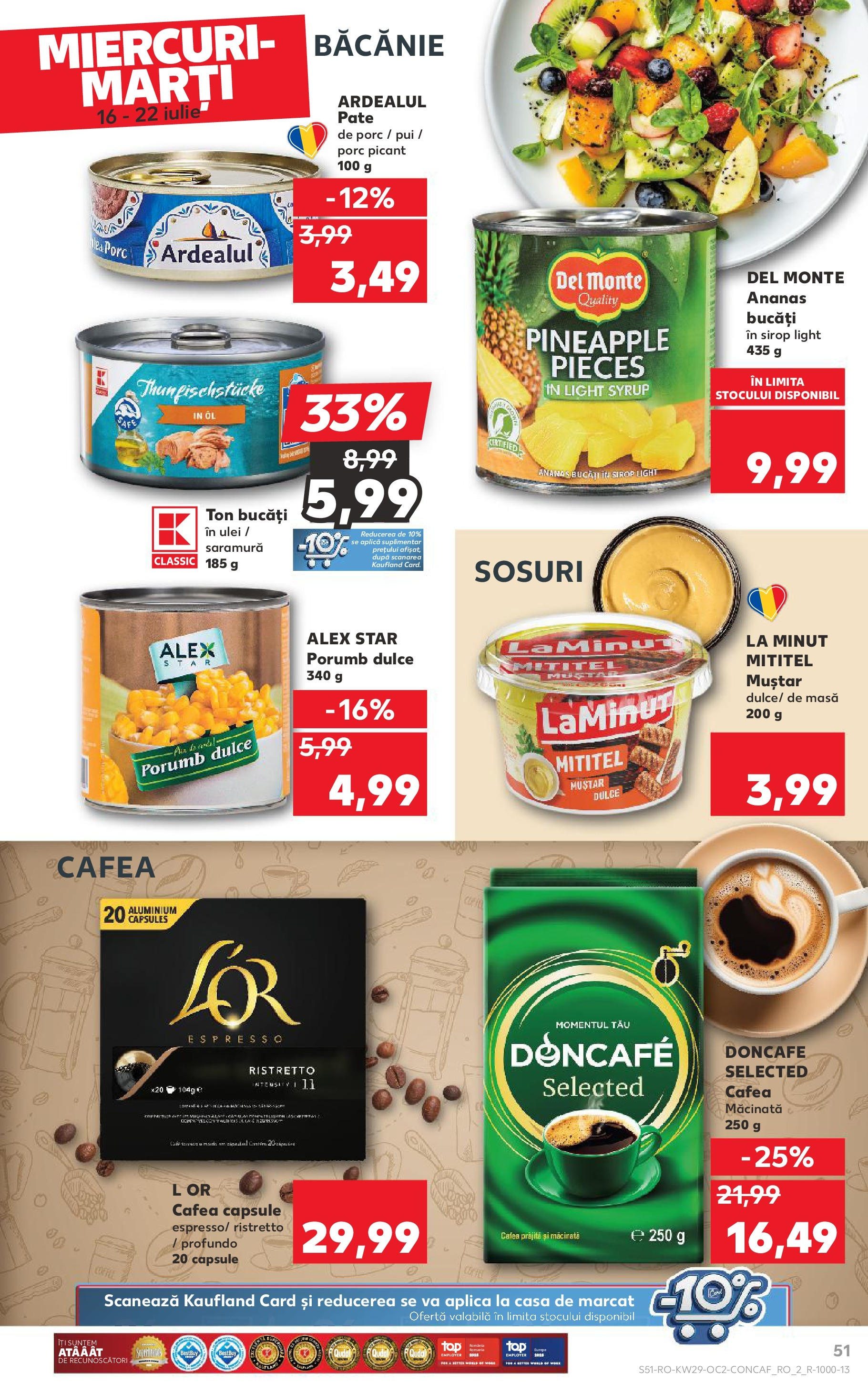 Catalog Kaufland 16 - 21 Iulie 2025 | Pagina 51 | Produse: Pate, Cafea, Muștar, Porumb