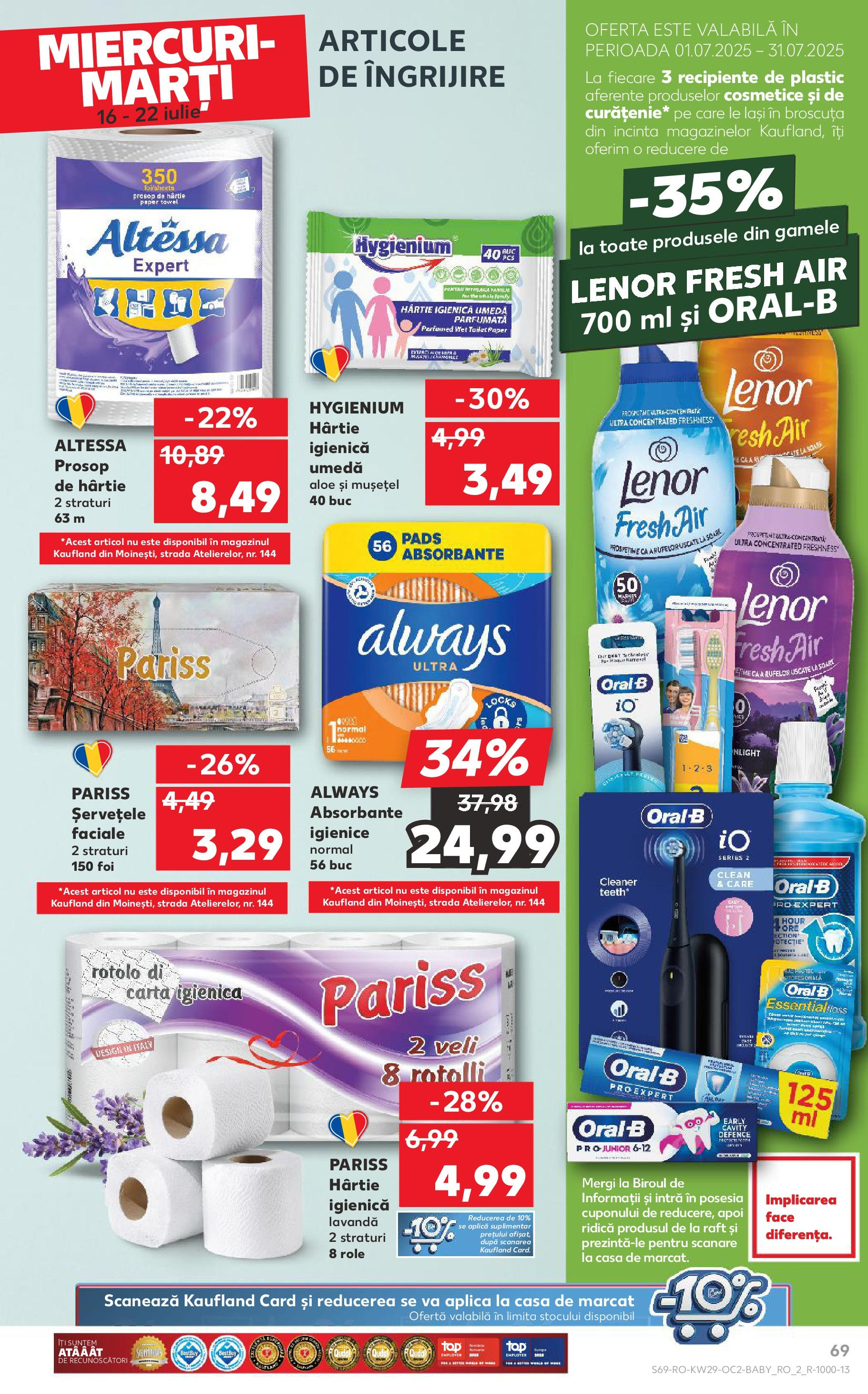 Catalog Kaufland 16 - 21 Iulie 2025 | Pagina 69 | Produse: Raft, Role, Recipiente, Absorbante
