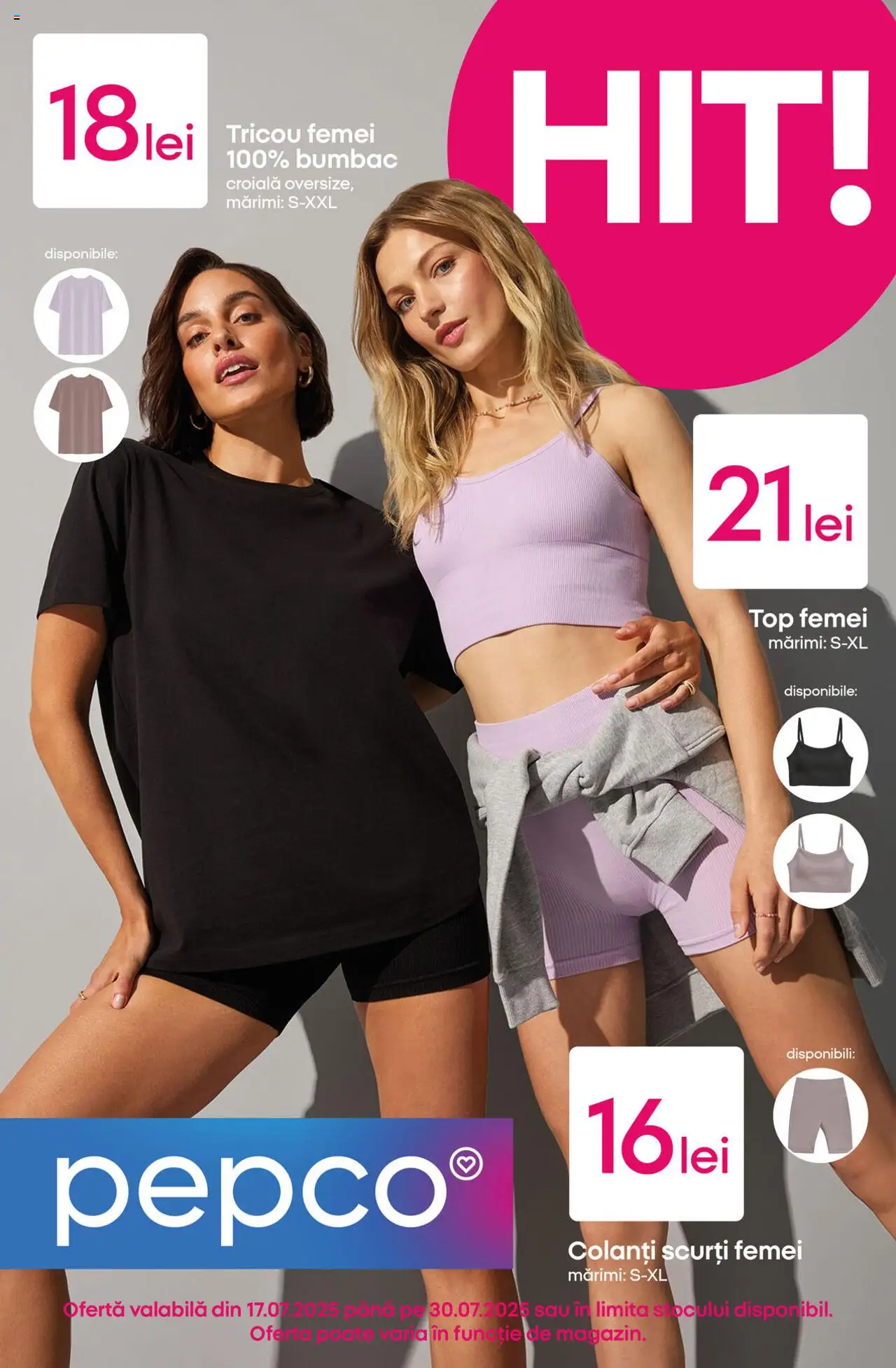 Catalog Pepco 17 - 29 Iulie 2025 | Pagina 1 | Produse: Top, Tricou, Colanți