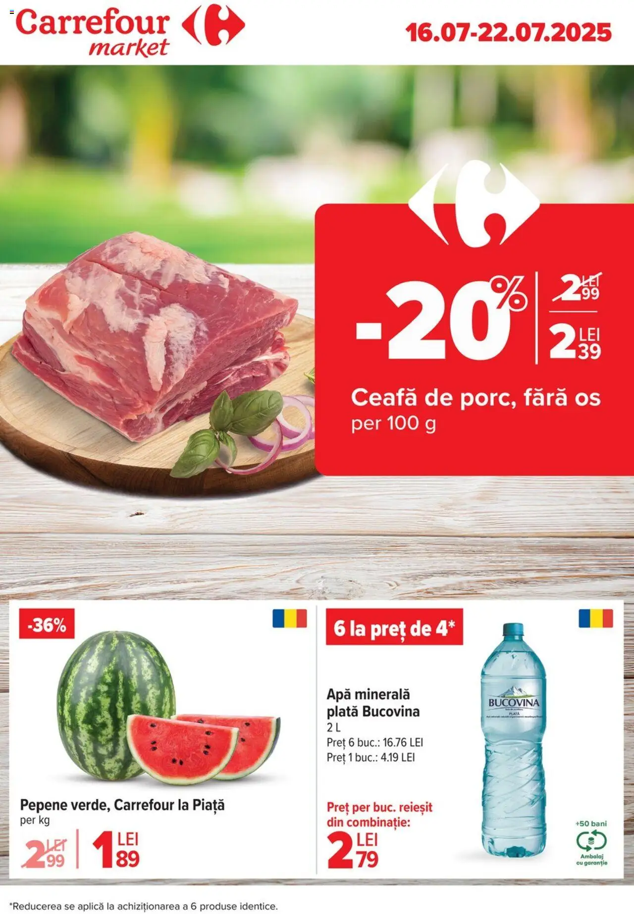 Catalog Carrefour 16 - 21 Iulie 2025 | Pagina 1 | Produse: Yazı tahtası kalemi, Apă