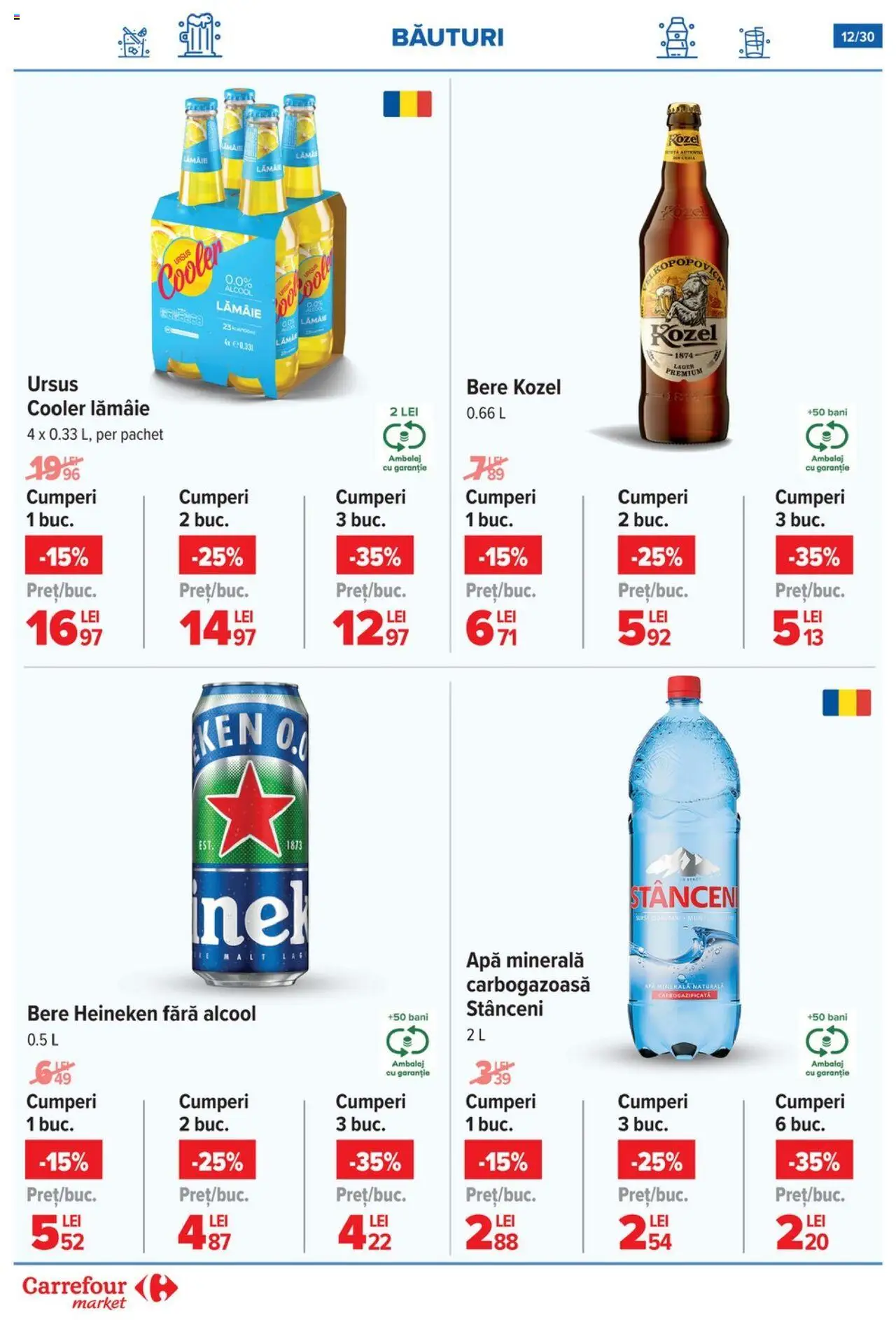 Catalog Carrefour 16 - 21 Iulie 2025 | Pagina 12 | Produse: Yazı tahtası kalemi, Bere, Apă, Lămâie