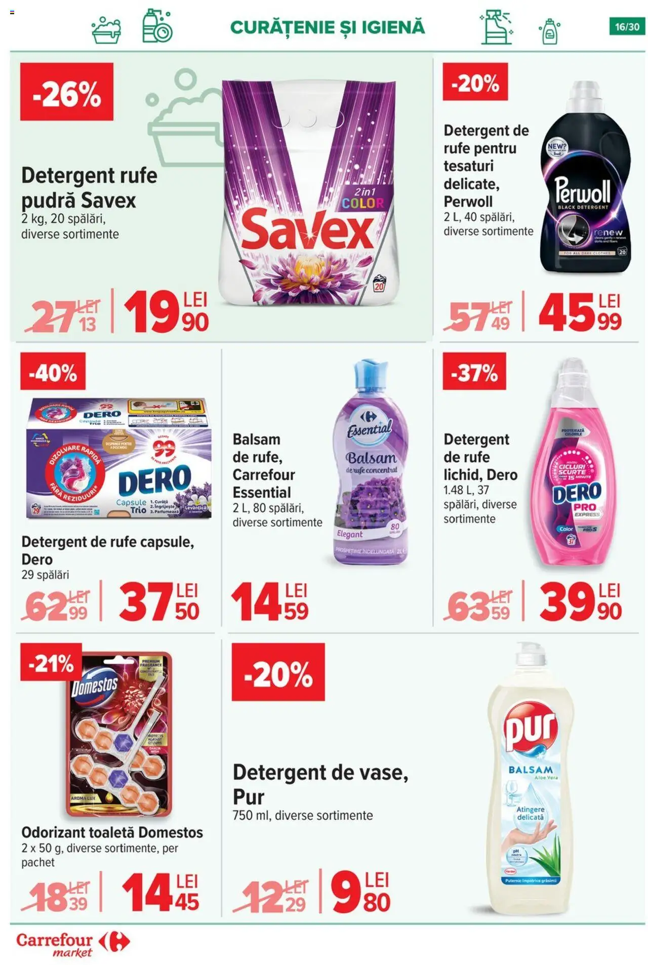Catalog Carrefour 16 - 21 Iulie 2025 | Pagina 16 | Produse: Pudră, Balsam, Detergent, Balsam de rufe