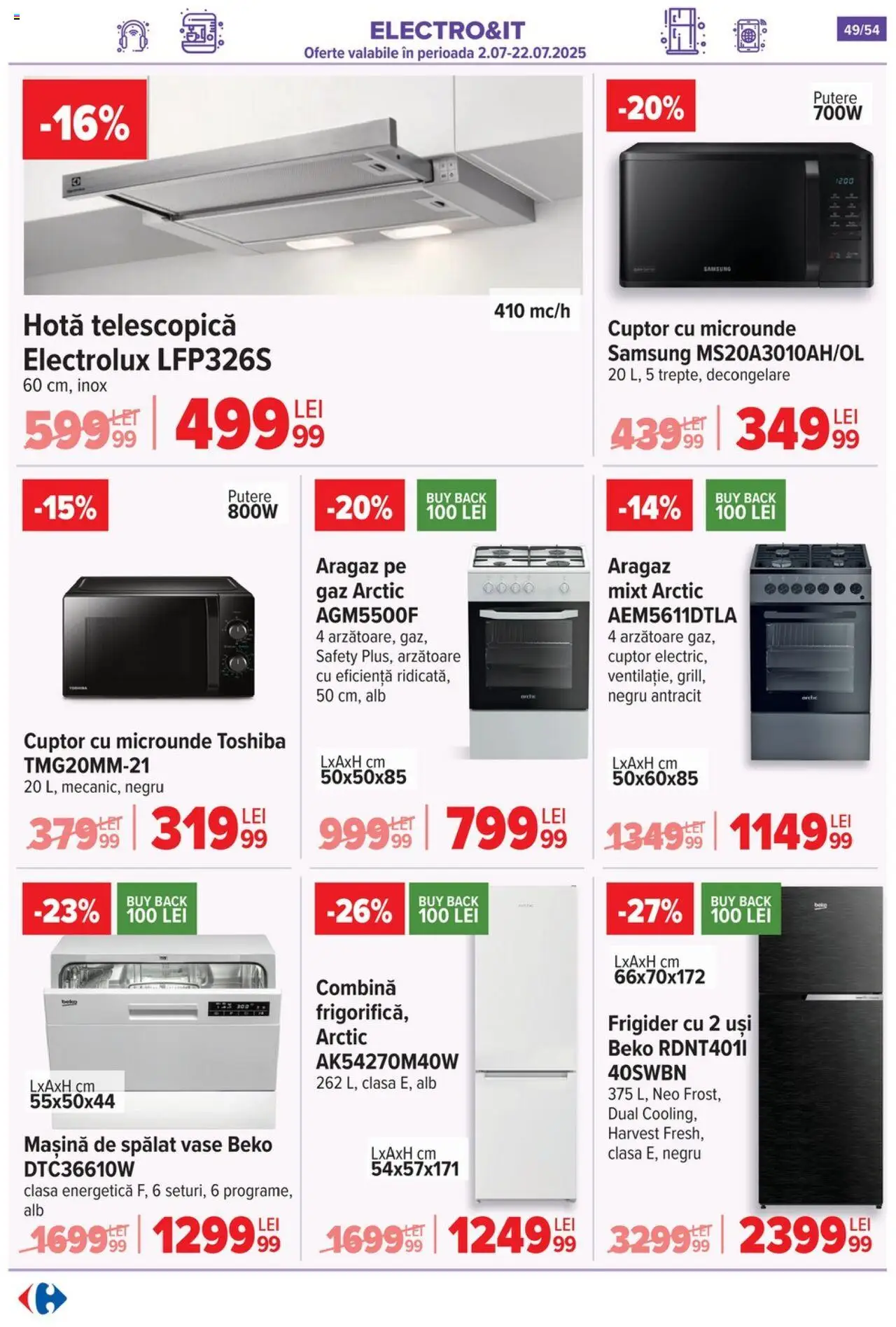 Catalog Carrefour 16 - 21 Iulie 2025 | Pagina 49 | Produse: Hotă, Cuptor, Cuptor Cu Microunde, Mașină De Spălat Vase