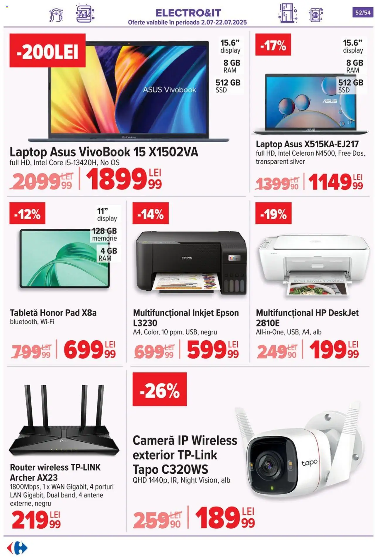 Catalog Carrefour 16 - 21 Iulie 2025 | Pagina 52 | Produse: Laptop, Memorie, Tabletă, Router